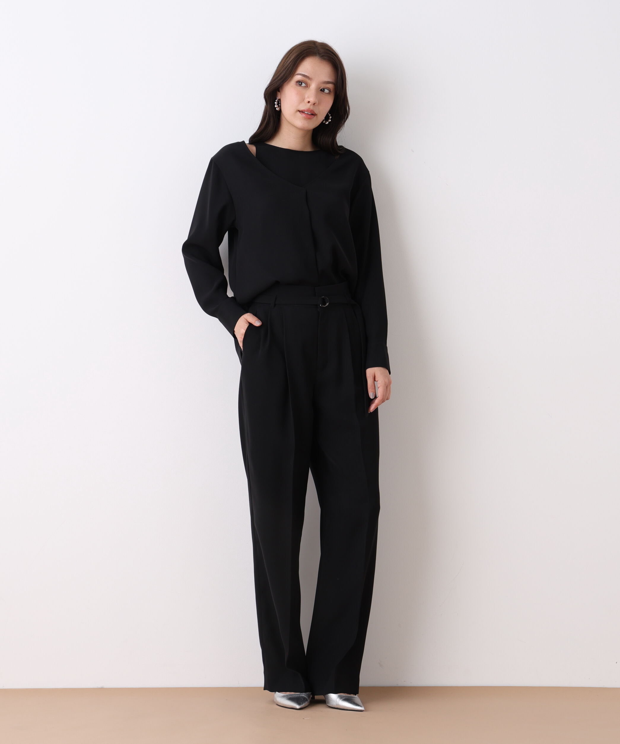  「ダブルサテンタックワイドパンツ」|その他|