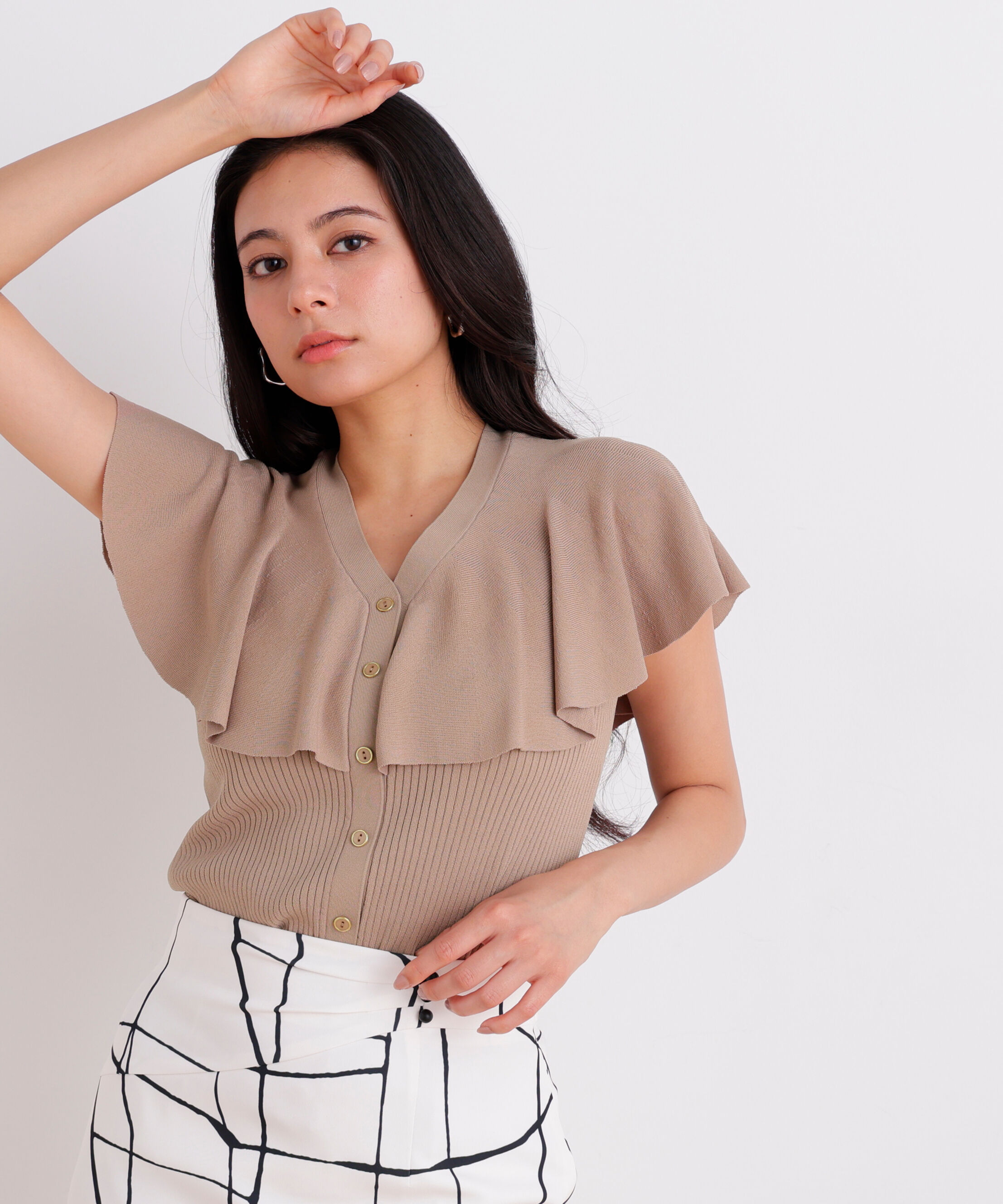  「Vネックケープニットプルオーバー」|ニット・セーター|