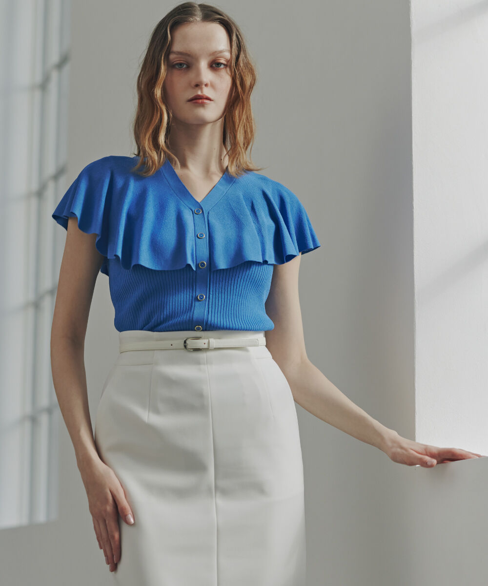  「Vネックケープニットプルオーバー」|ニット・セーター|