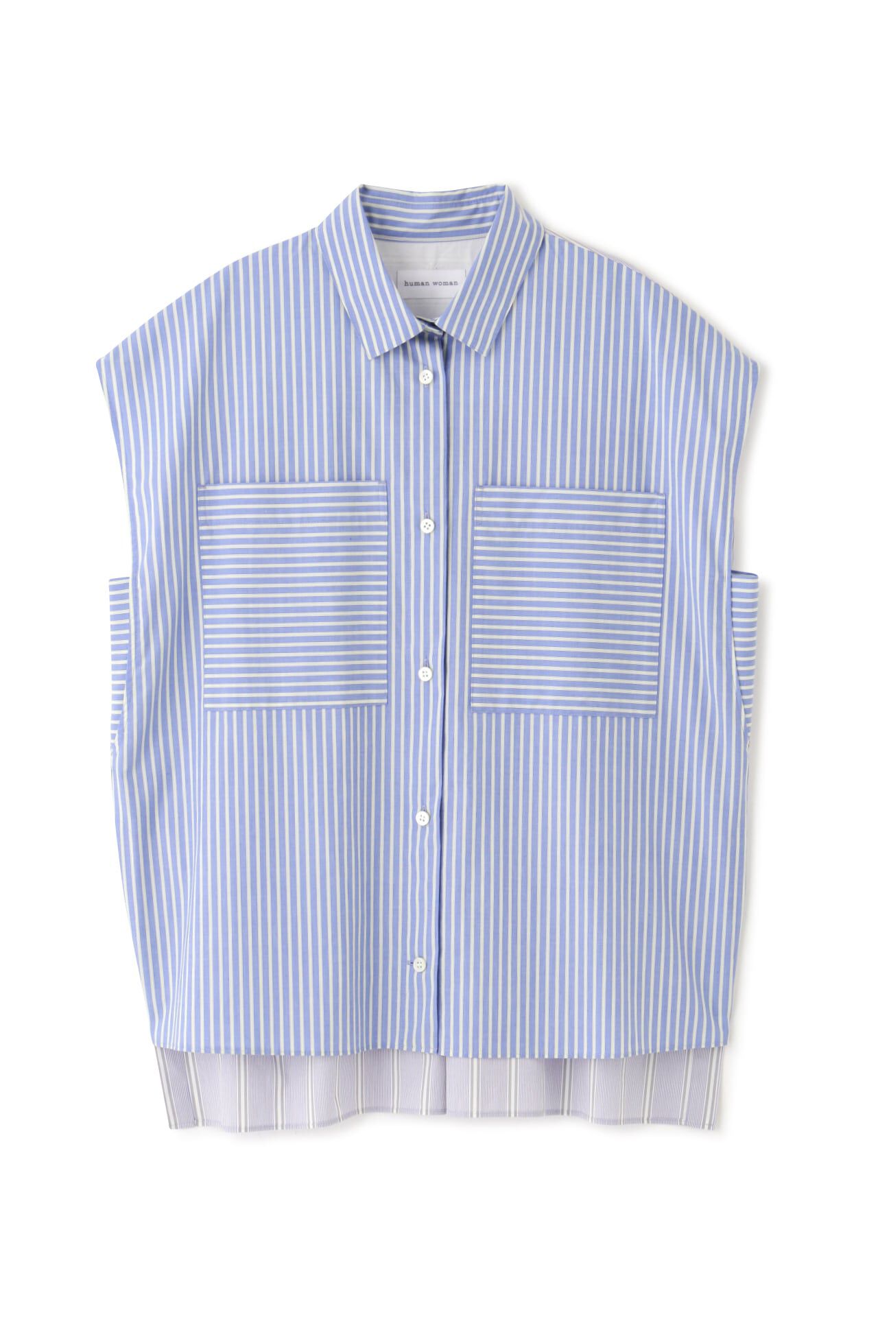  「◆バイカラーストライプブラウス」|シャツ・ブラウス|