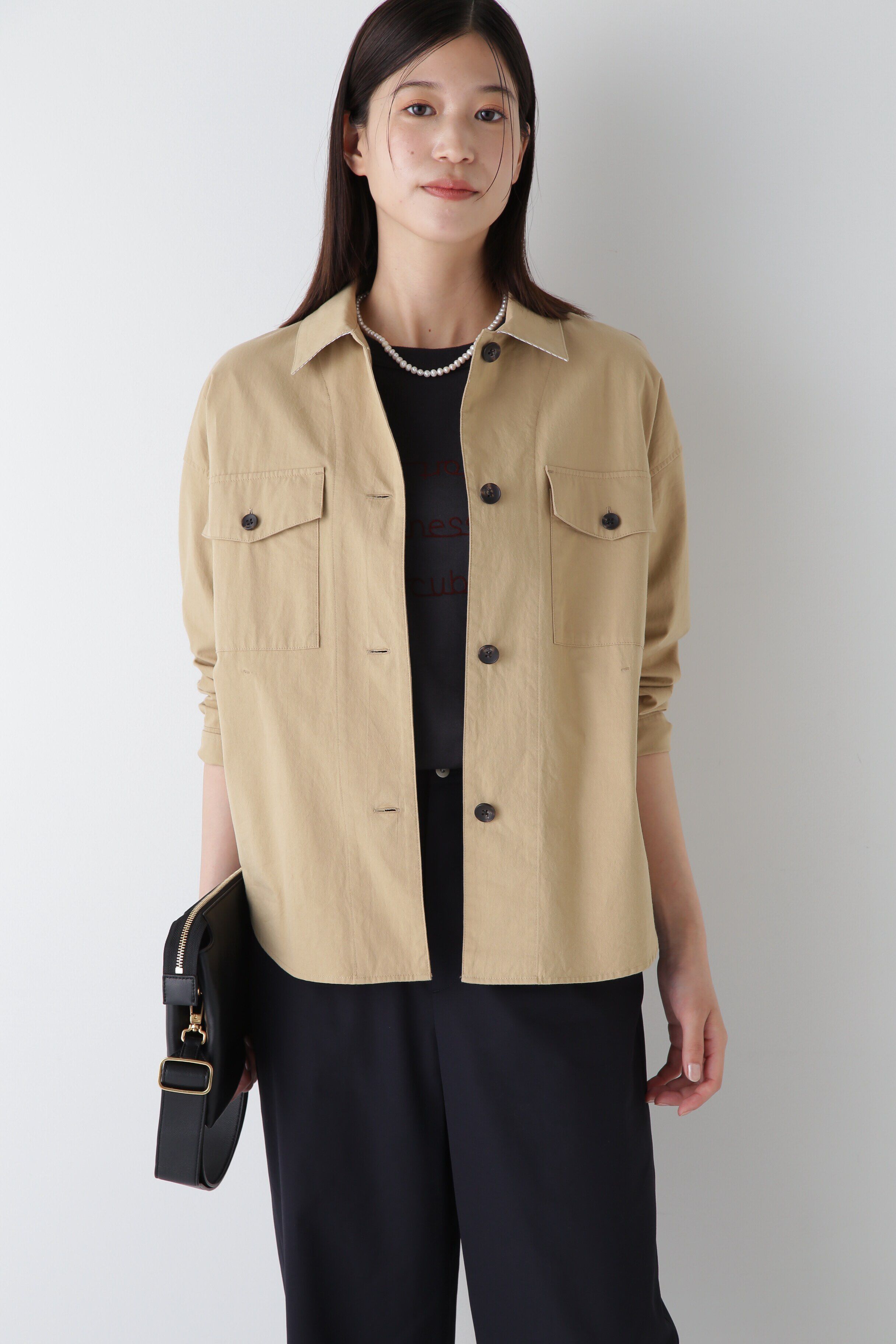  「◆近江晒シャツブルゾン」|シャツ・ブラウス|ベージュ
