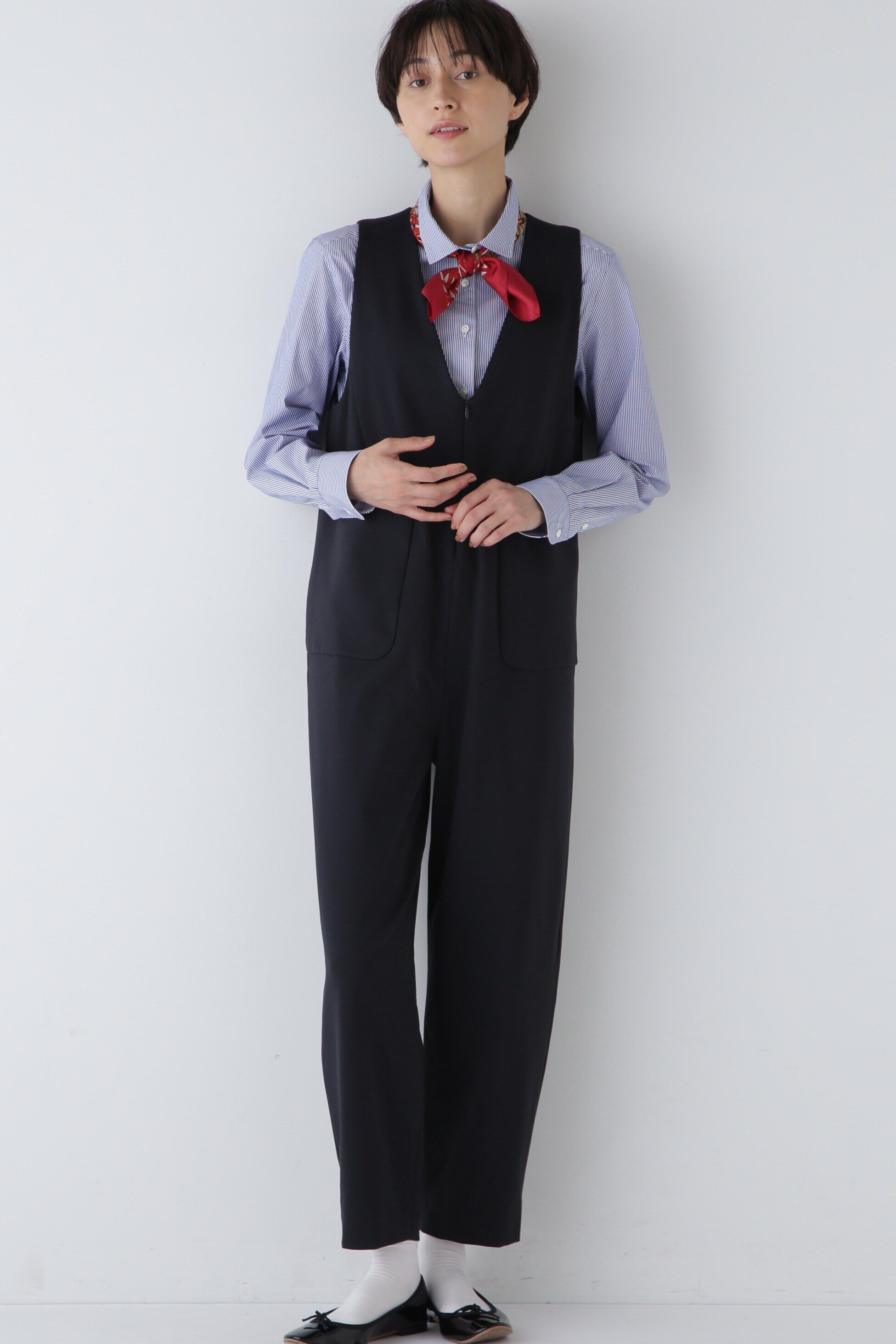  「◆ストレッチポンチオールインワン」|ワンピース|ネイビー