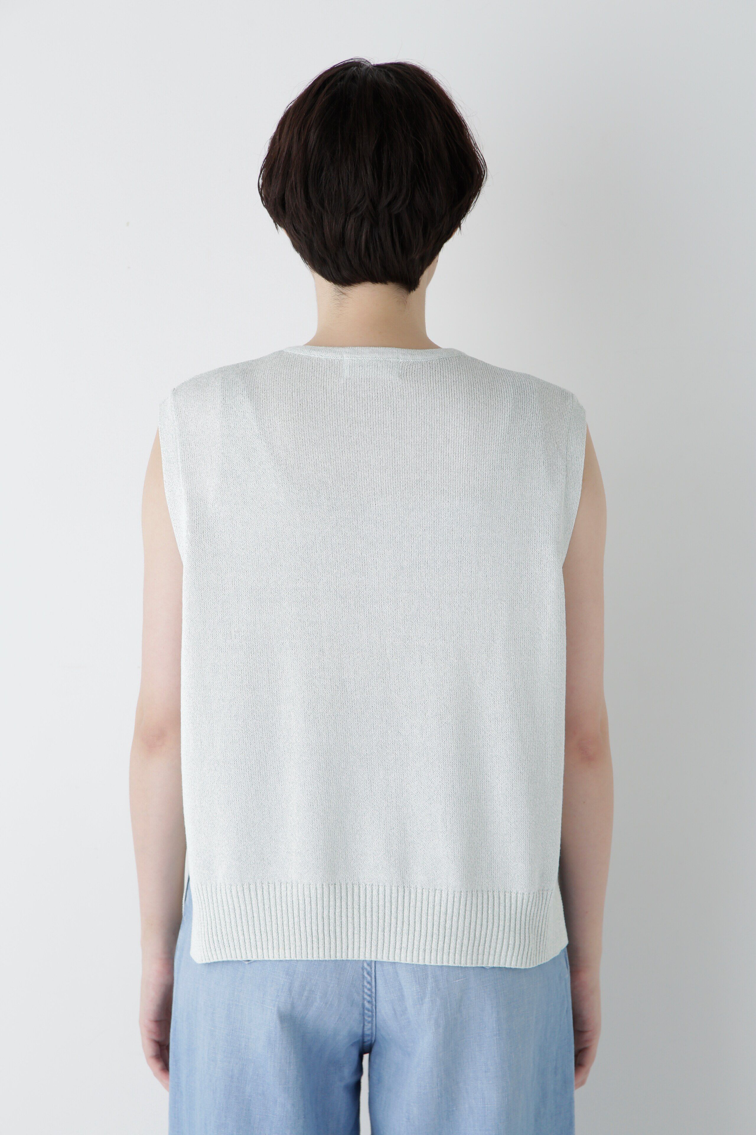  「◆【ウォッシャブル】ペーパーヤーンヘンリネックベスト」|ニット・セーター|