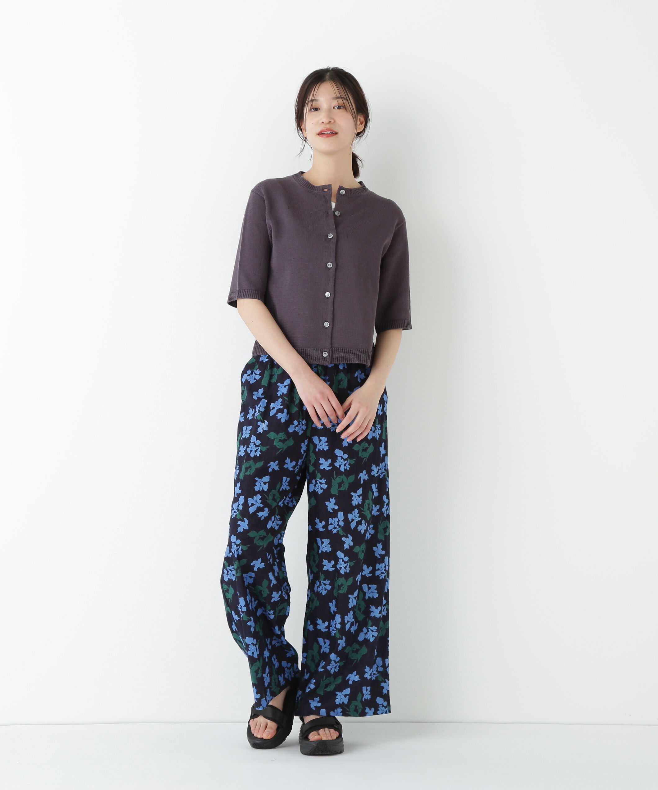  「◆ミドルゲージギマクルーネック半袖カーディガン」|ニット・セーター|