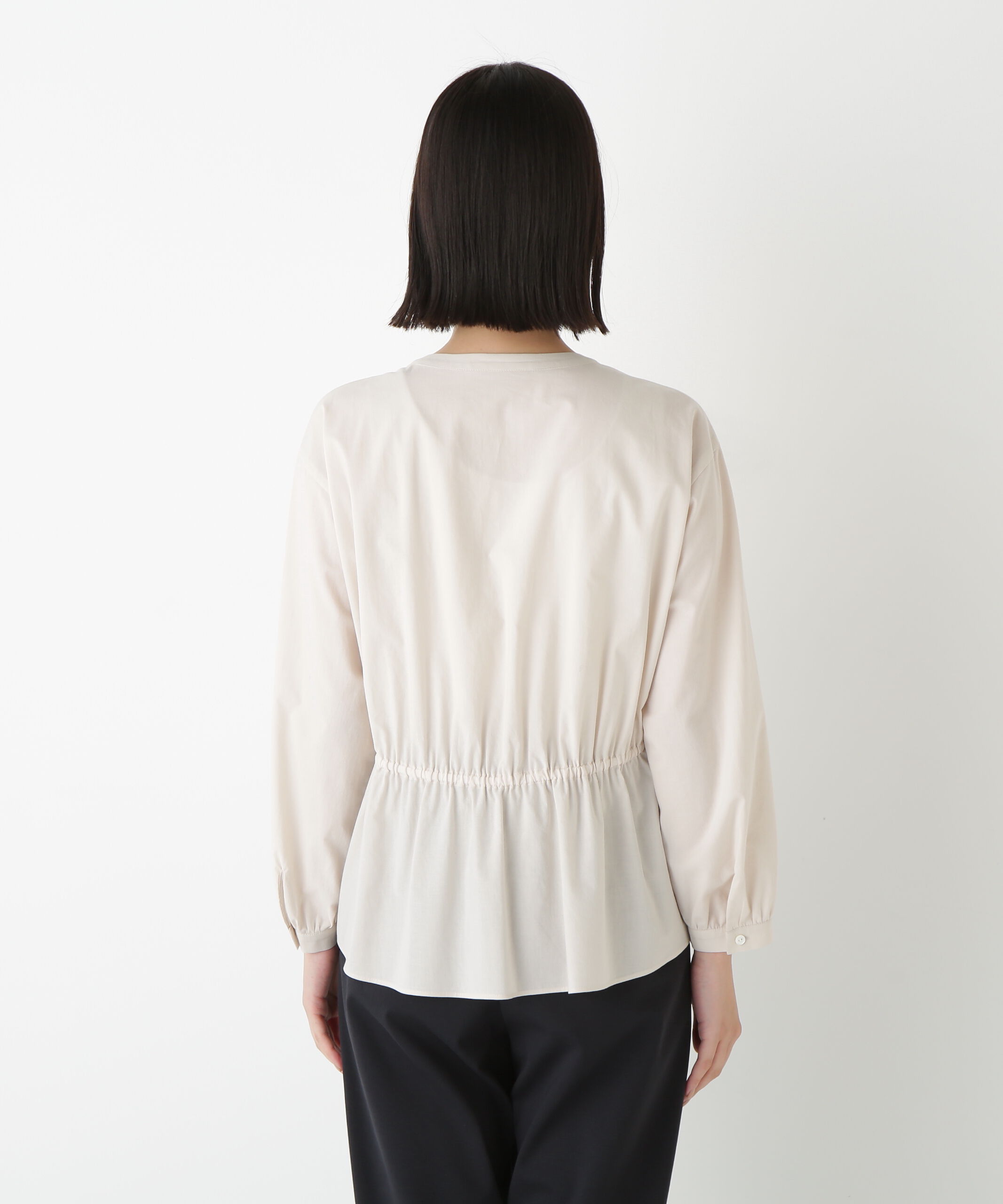  「◆チューインローンブラウジングノーカラーシャツブラウス」|シャツ・ブラウス|