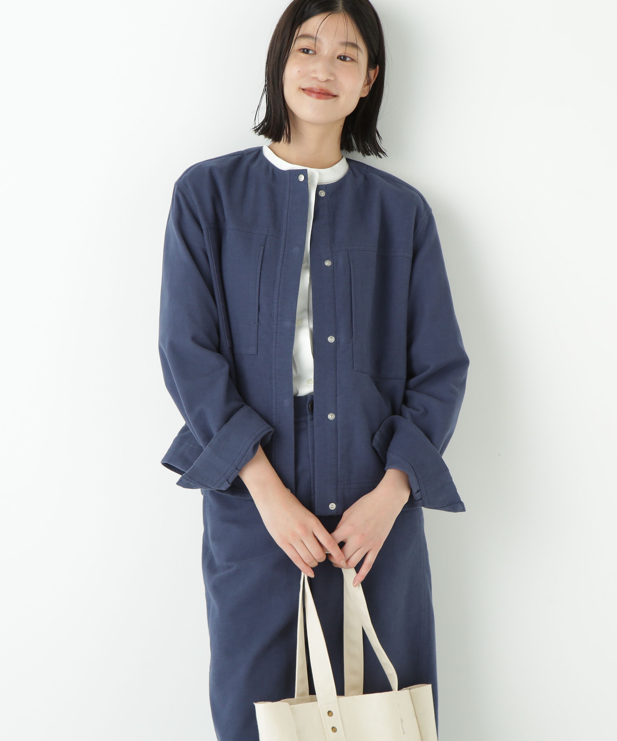  「◆ストレッチエアリードットコードノーカラーブルゾン」|ブルゾン・スタジャン|