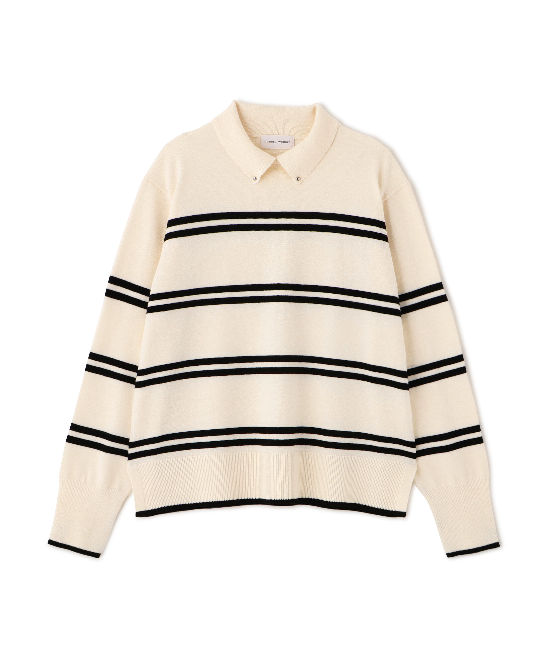  「◆ハイゲージプレーティング天竺衿付きニット」|ニット・セーター|