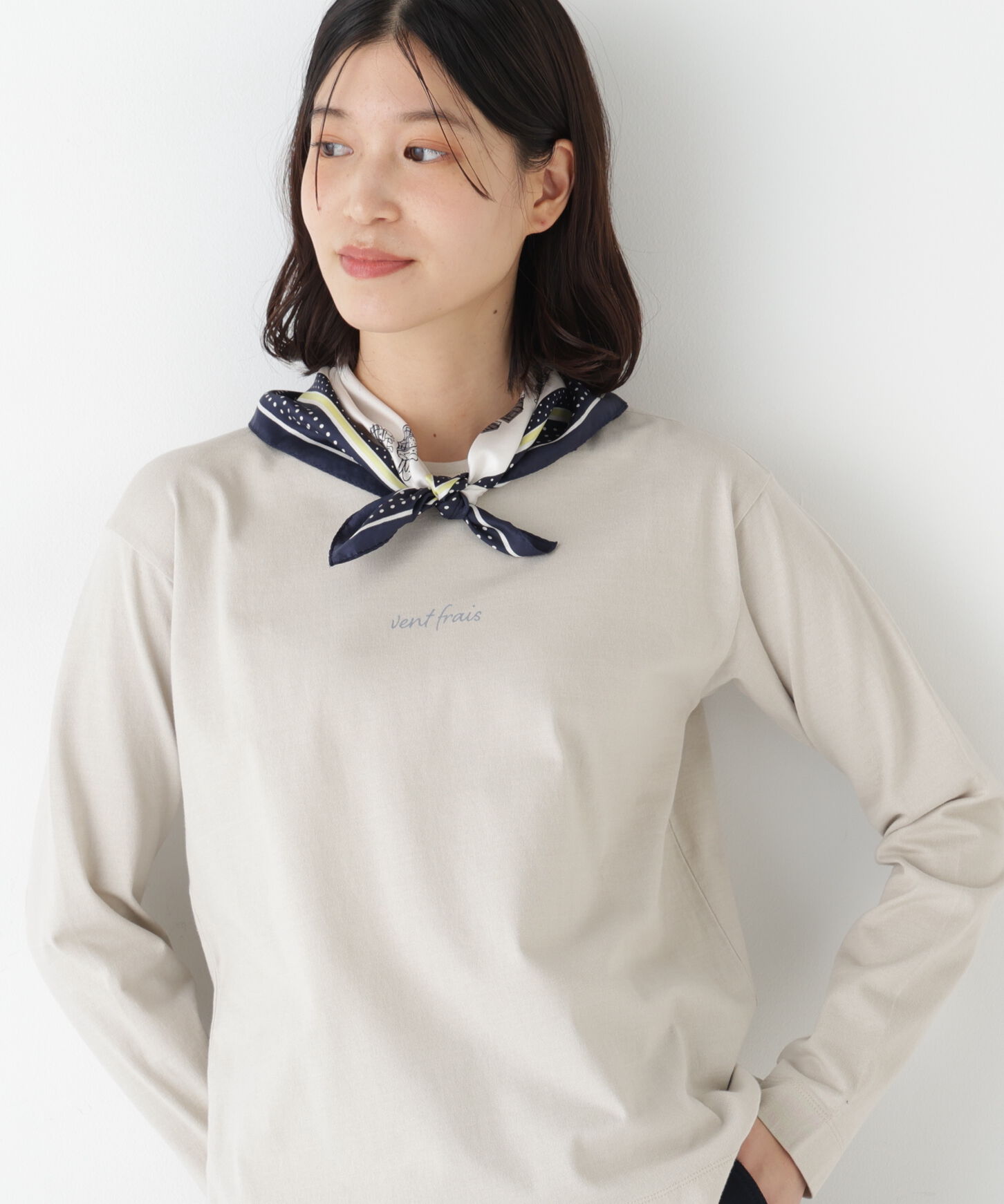  「◆ロゴ長袖Ｔシャツ」|Tシャツ・カットソー|グレージュ2