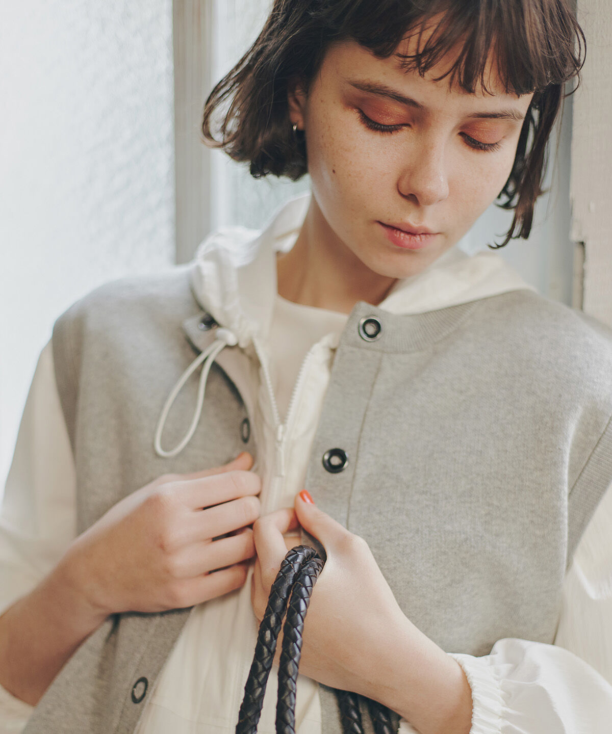  「◆ハイツイストコットン混ジャカードベスト」|ニット・セーター|エクリュ1