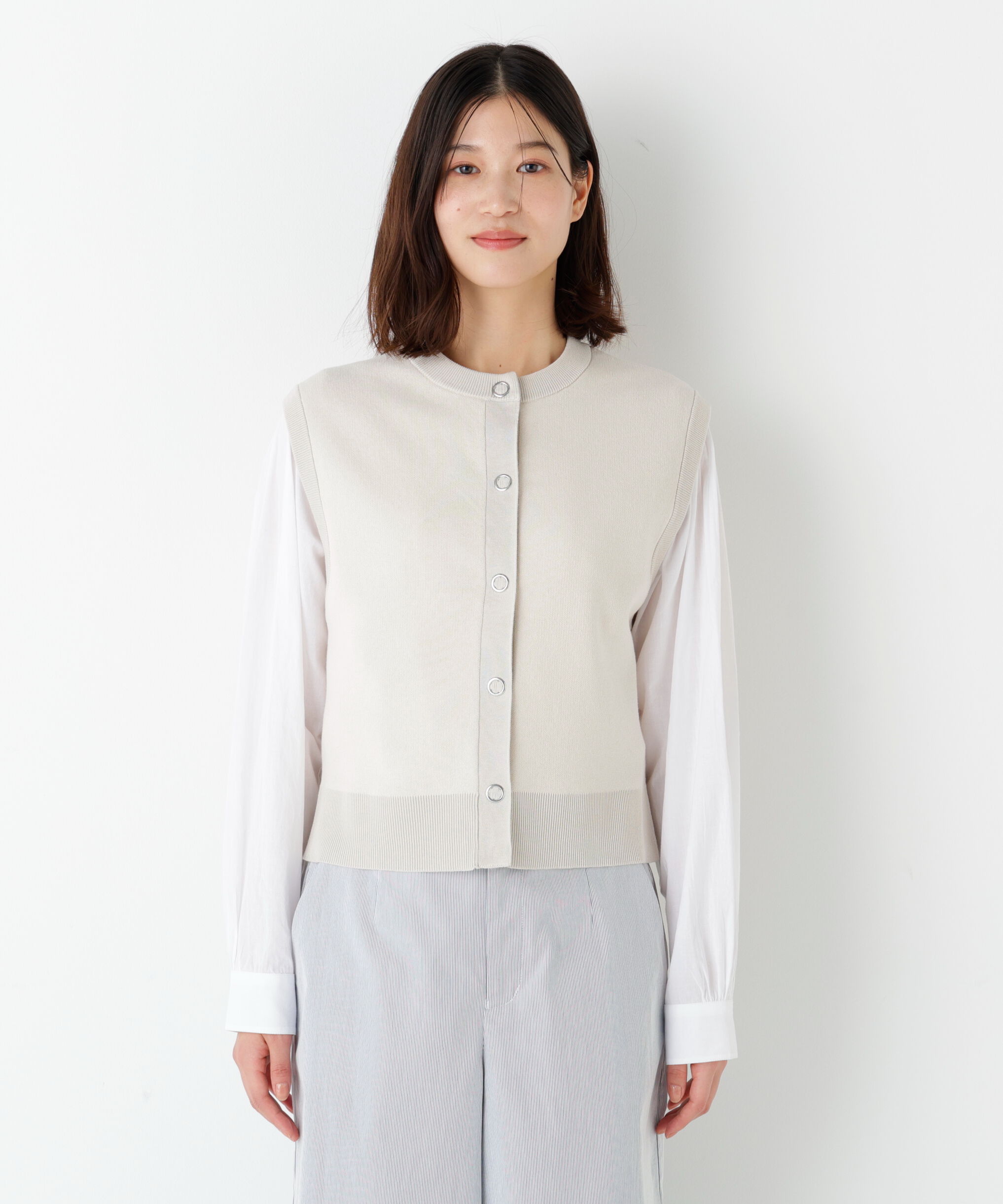  「◆ハイツイストコットン混ジャカードベスト」|ニット・セーター|