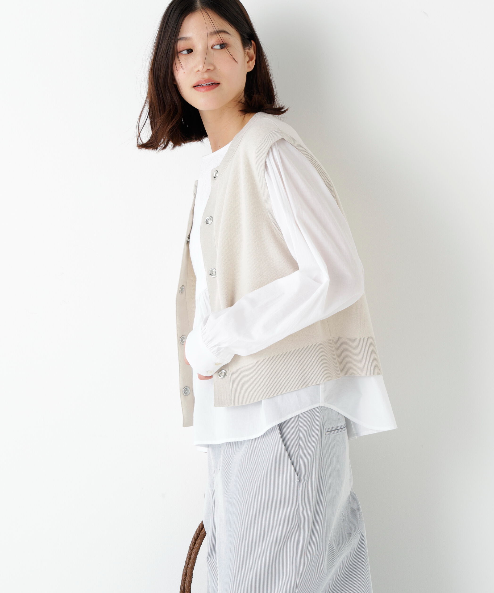  「◆ハイツイストコットン混ジャカードベスト」|ニット・セーター|