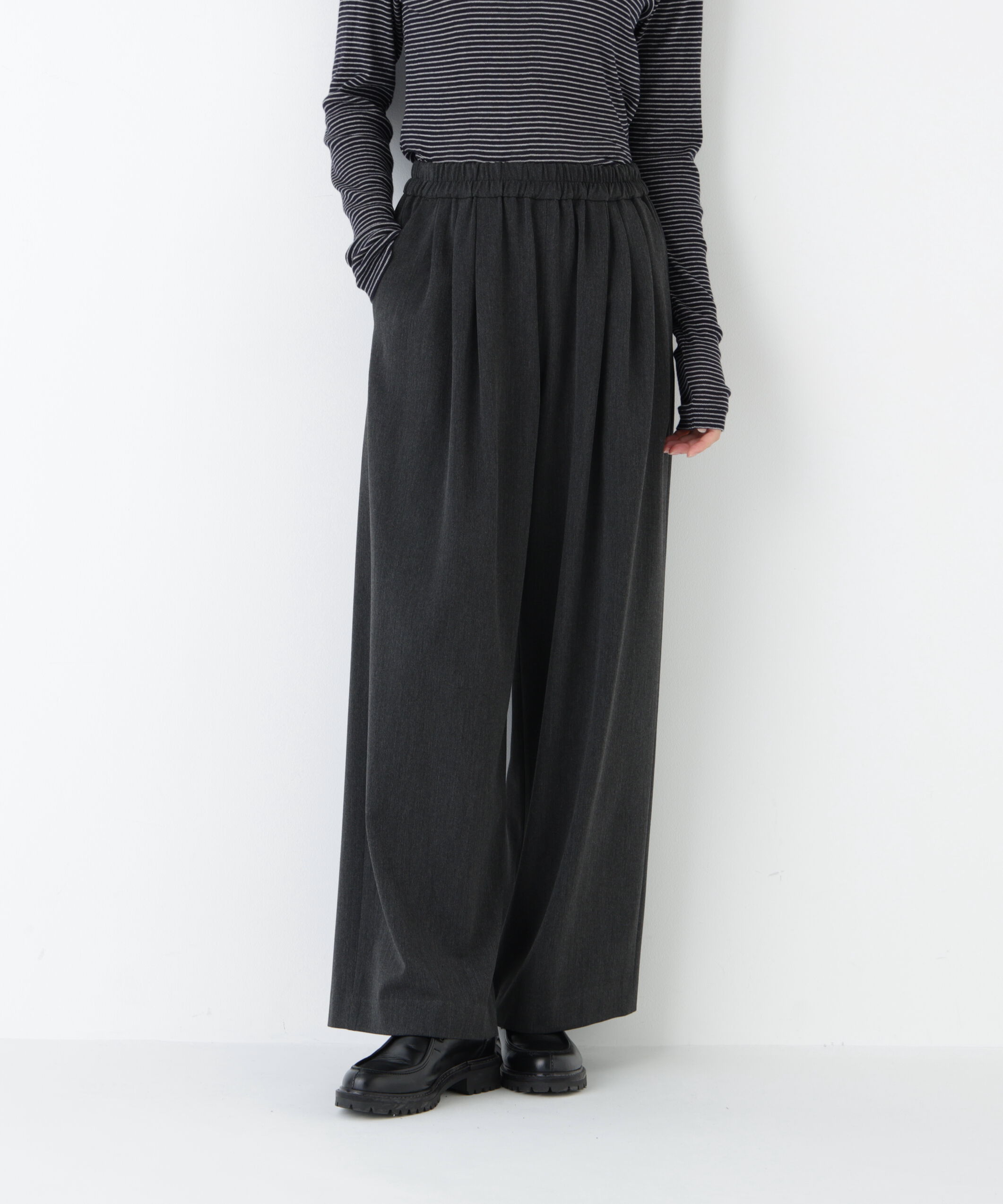  「裏起毛ワイドパンツ」|その他|チャコール1