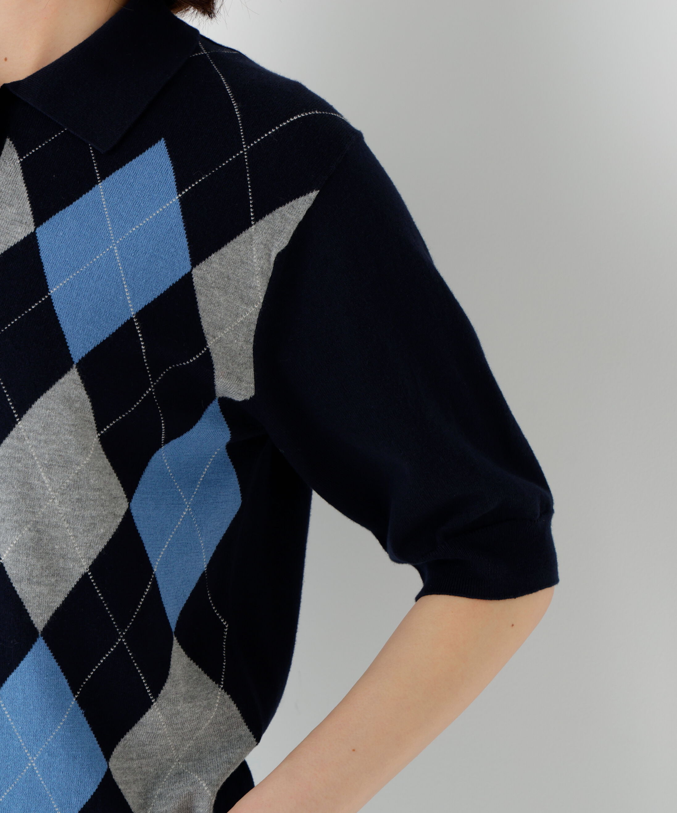  「◆《ウォッシャブル》アーガイル柄ポロニット」|ニット・セーター|