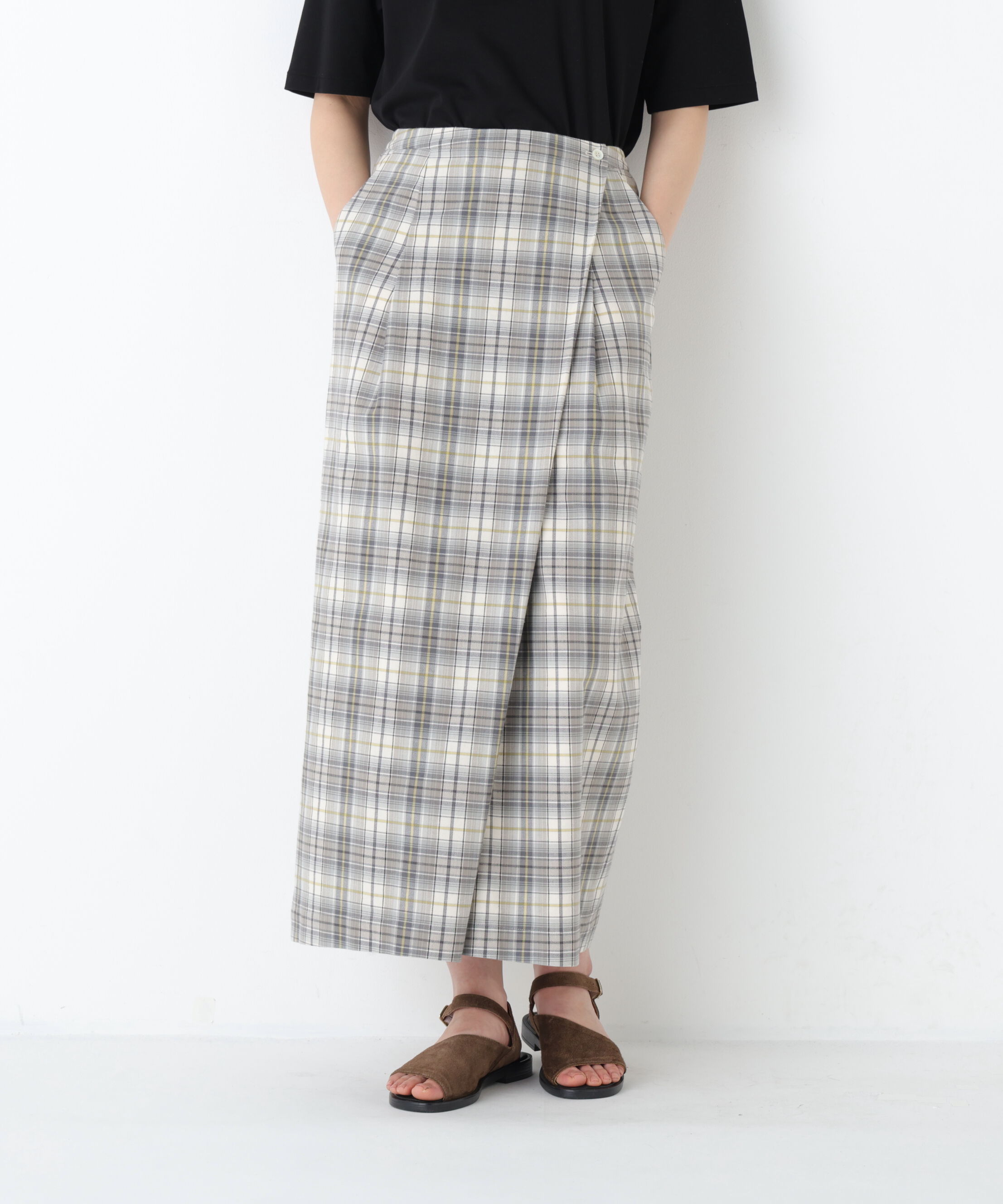  「◆ラップライクチェックスカート」|スカート|グレーチェッ 3