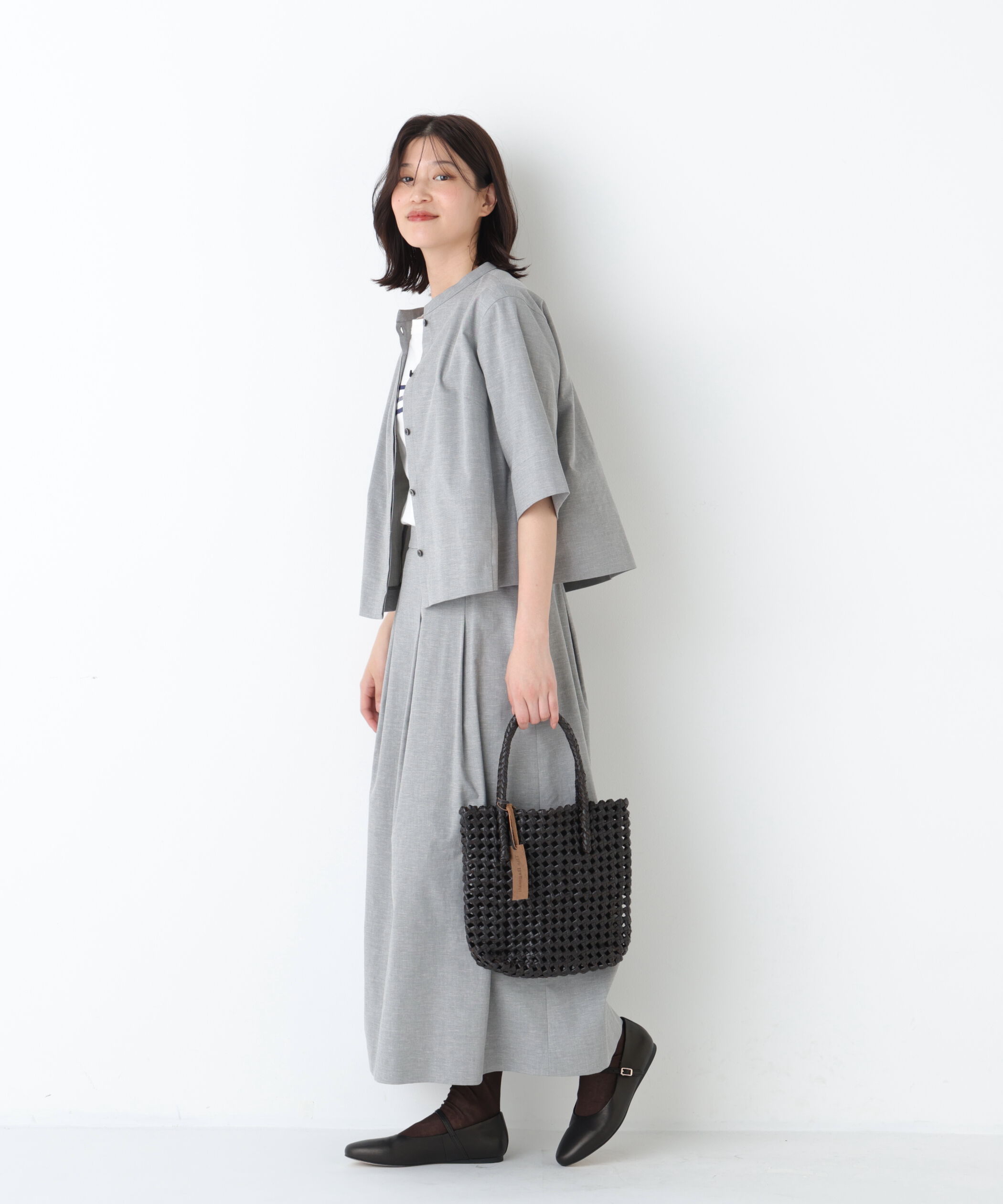  「◆リネン混ストレッチタンブラーセットアップ」|ワンピース|