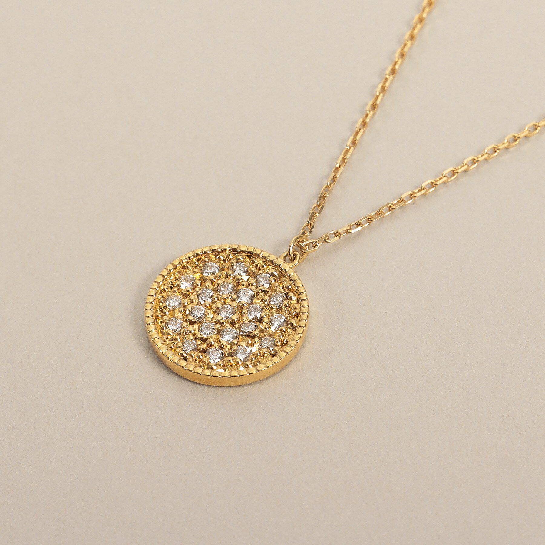 COCOSHNIK「K18ダイヤモンド ミルパヴェネックレス中」|ネックレス|