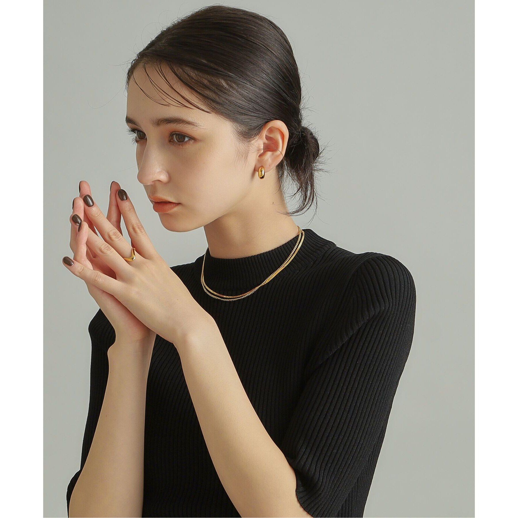 COCOSHNIK ONKITSCH「シルバー デザインチェーン フラットスネークネックレスS GP」|ネックレス|