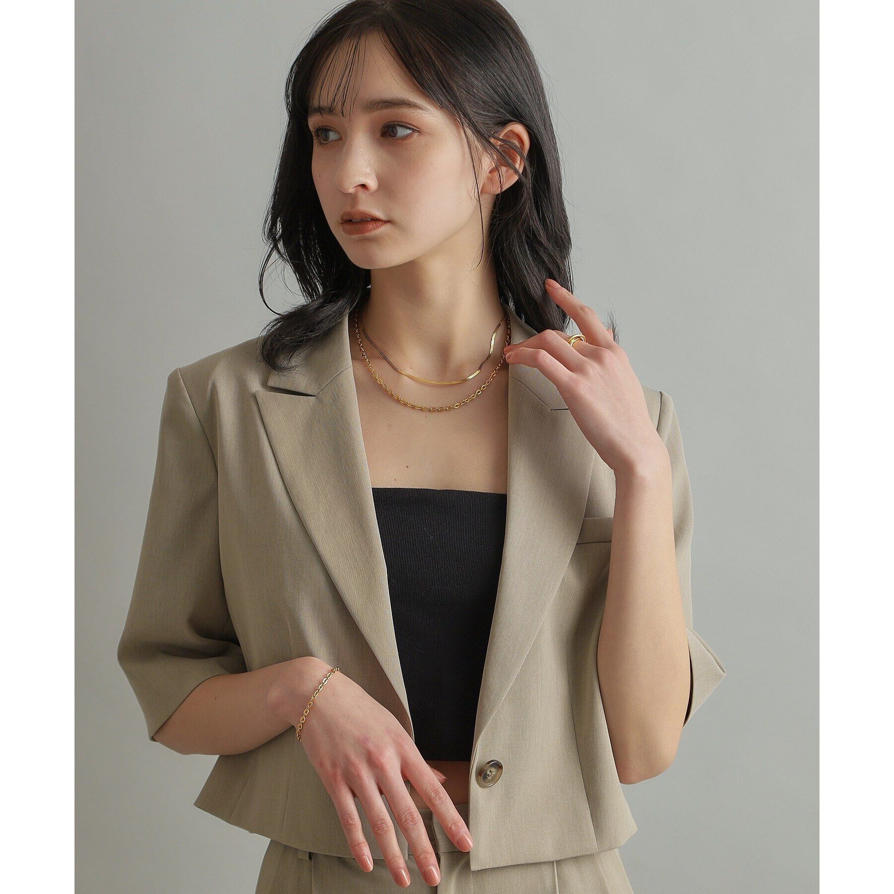 COCOSHNIK ONKITSCH「シルバー デザインチェーン フラットスネークネックレスS GP」|ネックレス|