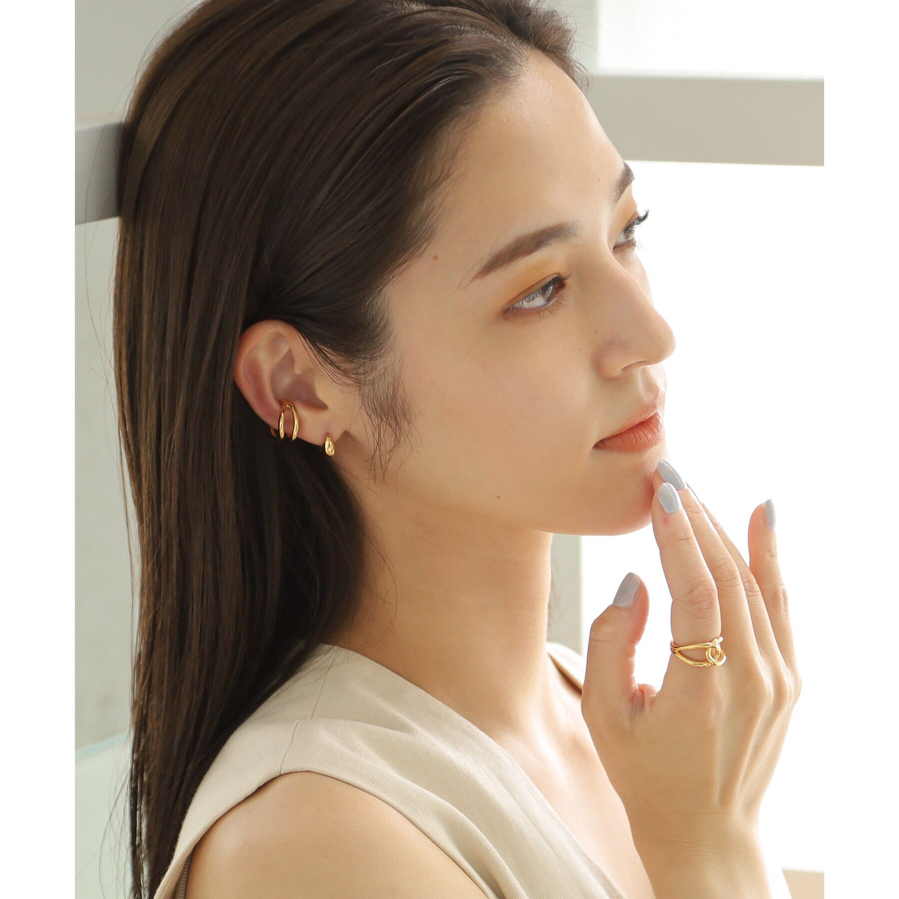 COCOSHNIK ONKITSCH「シルバー ラインリング オーバルノット GP」|リング|