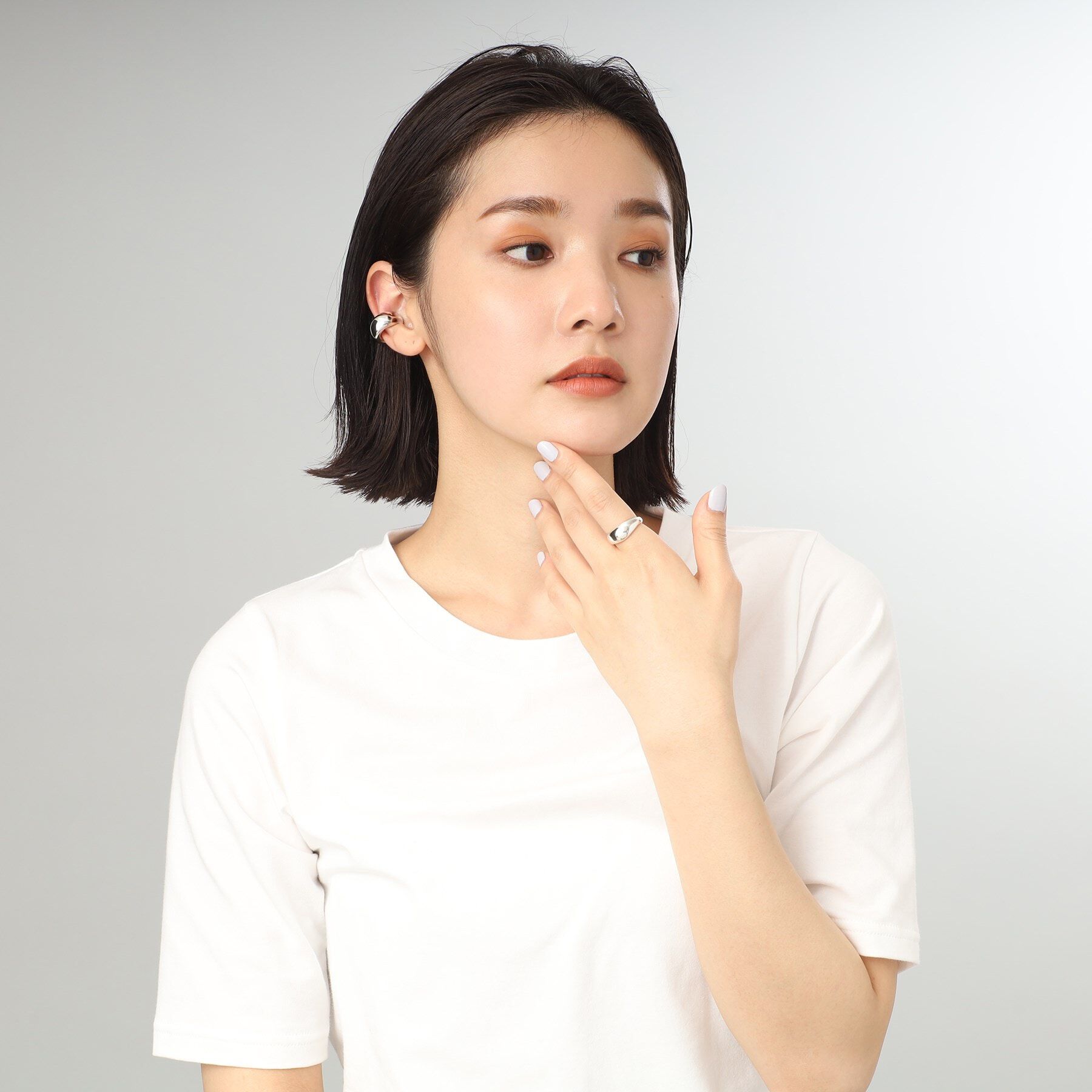 COCOSHNIK ONKITSCH「シルバー ホロウイヤーカフ ワイドフープ」|イヤリング|