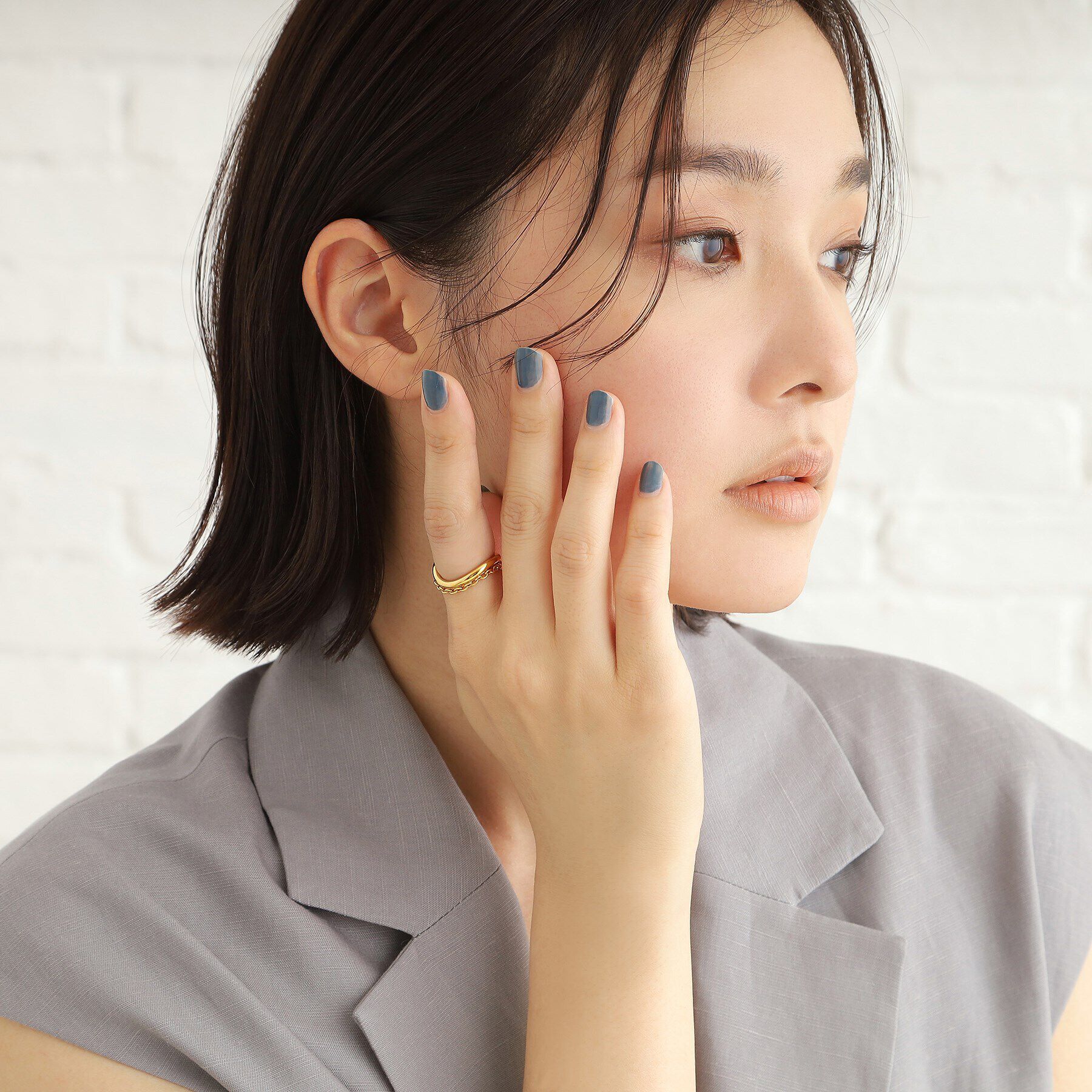 COCOSHNIK ONKITSCH「シルバー ドレープチェーン カーブリング GP」|リング|