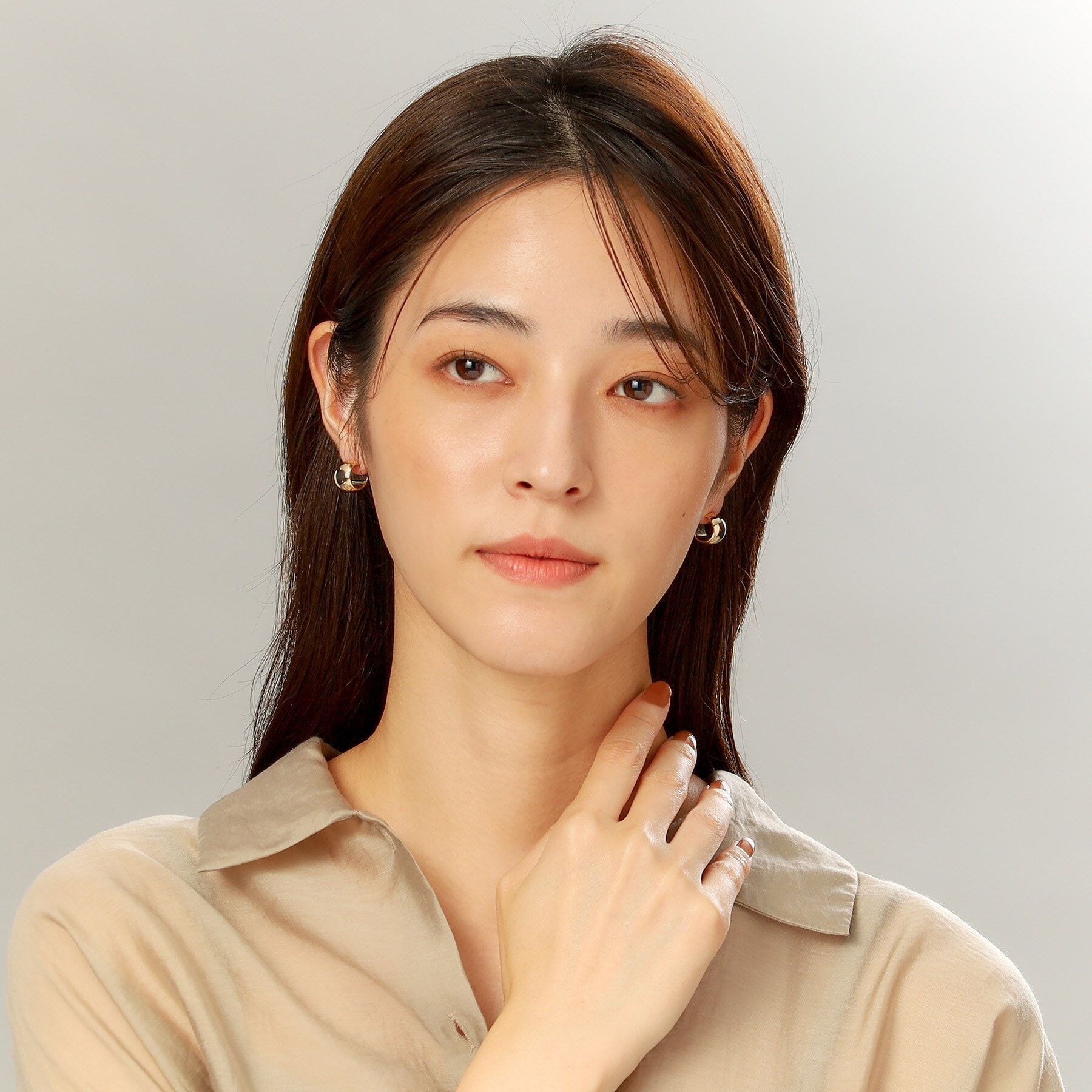 COCOSHNIK「K10中空平甲フープ スタッドピアス」|ピアス|