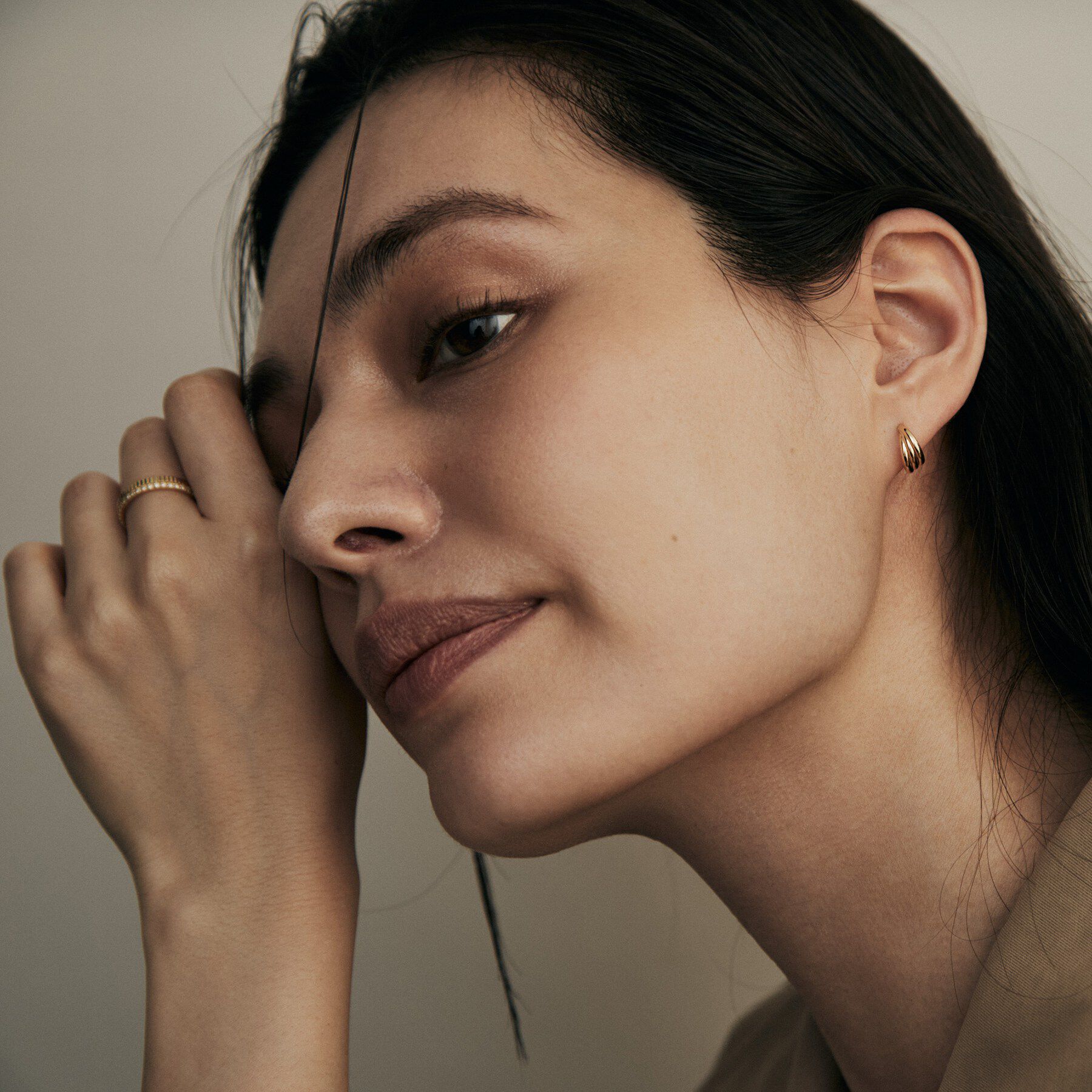 COCOSHNIK「K18甲丸トリプル フープピアス」|ピアス|