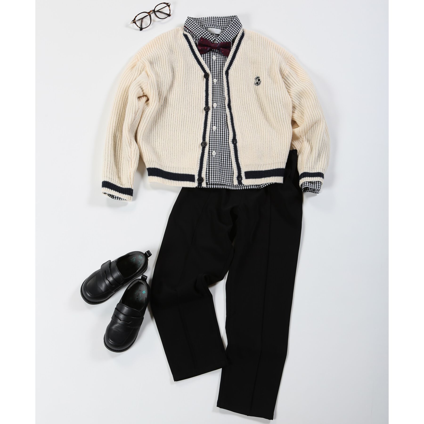 SHOO･LA･RUE「【100-140cm/プチセレ】ラインニットカーディガン」|カーディガン|