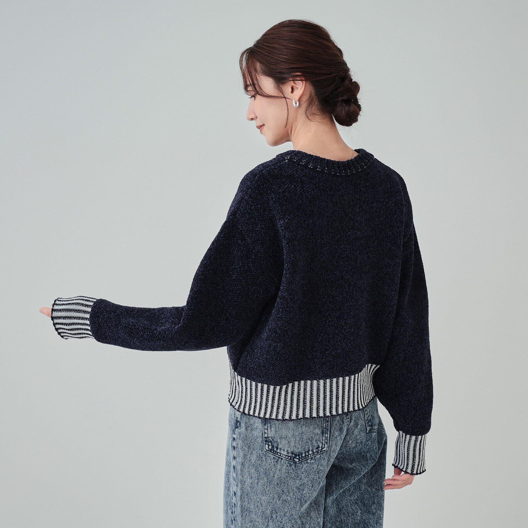 SHOO･LA･RUE「【S-LL】もちもち感がたまらない モールロゴリブ切替ニット」|ニット・セーター|