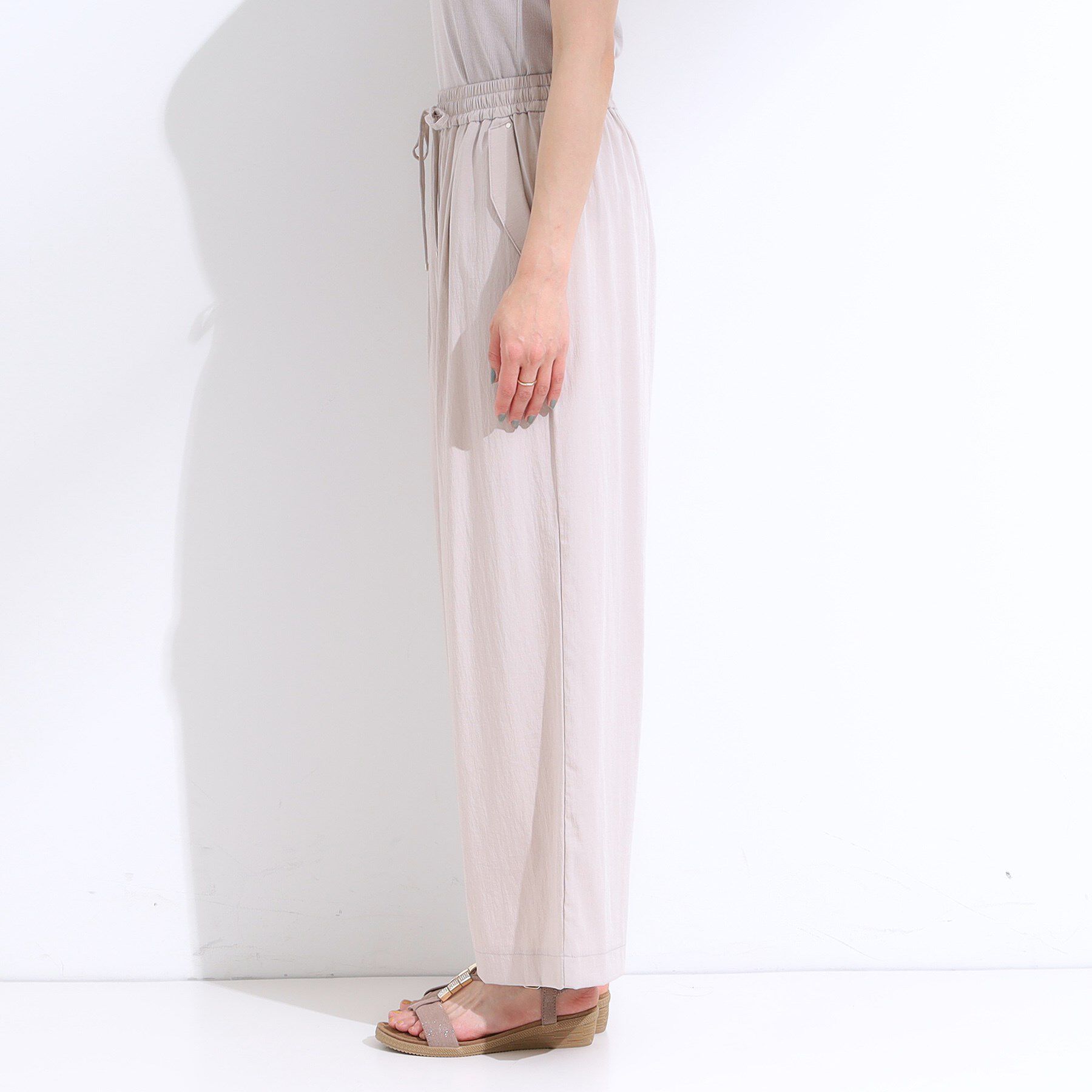 SHOO･LA･RUE「【着丈選べる/S-LL】触れる度ひんやり ゆるきれい イージーワイドパンツ」|その他|