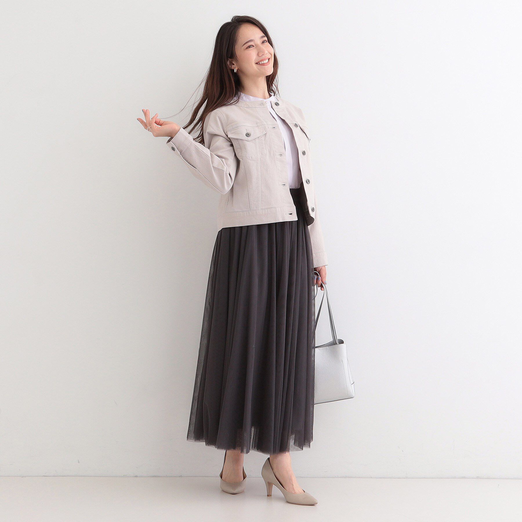 SHOO･LA･RUE「【SHOO・LA・RUE DENIM/S-LL/高レビュー】大人のための ノーカラーデニムジャケット」|デニムジャケット|