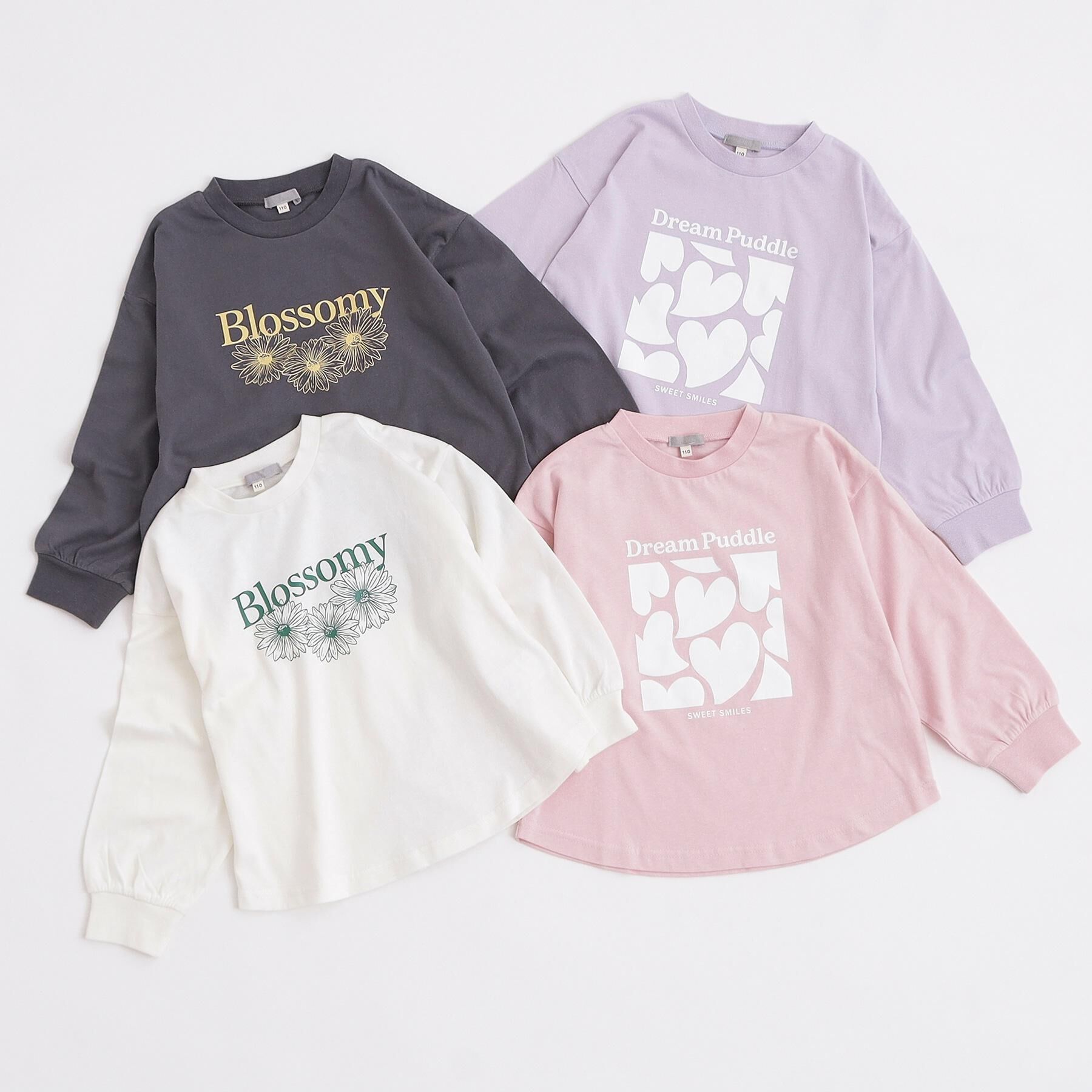 SHOO･LA･RUE「【100-150cm/選べる2柄】プリントアソート裾ラウンドロンT」|Tシャツ・カットソー|