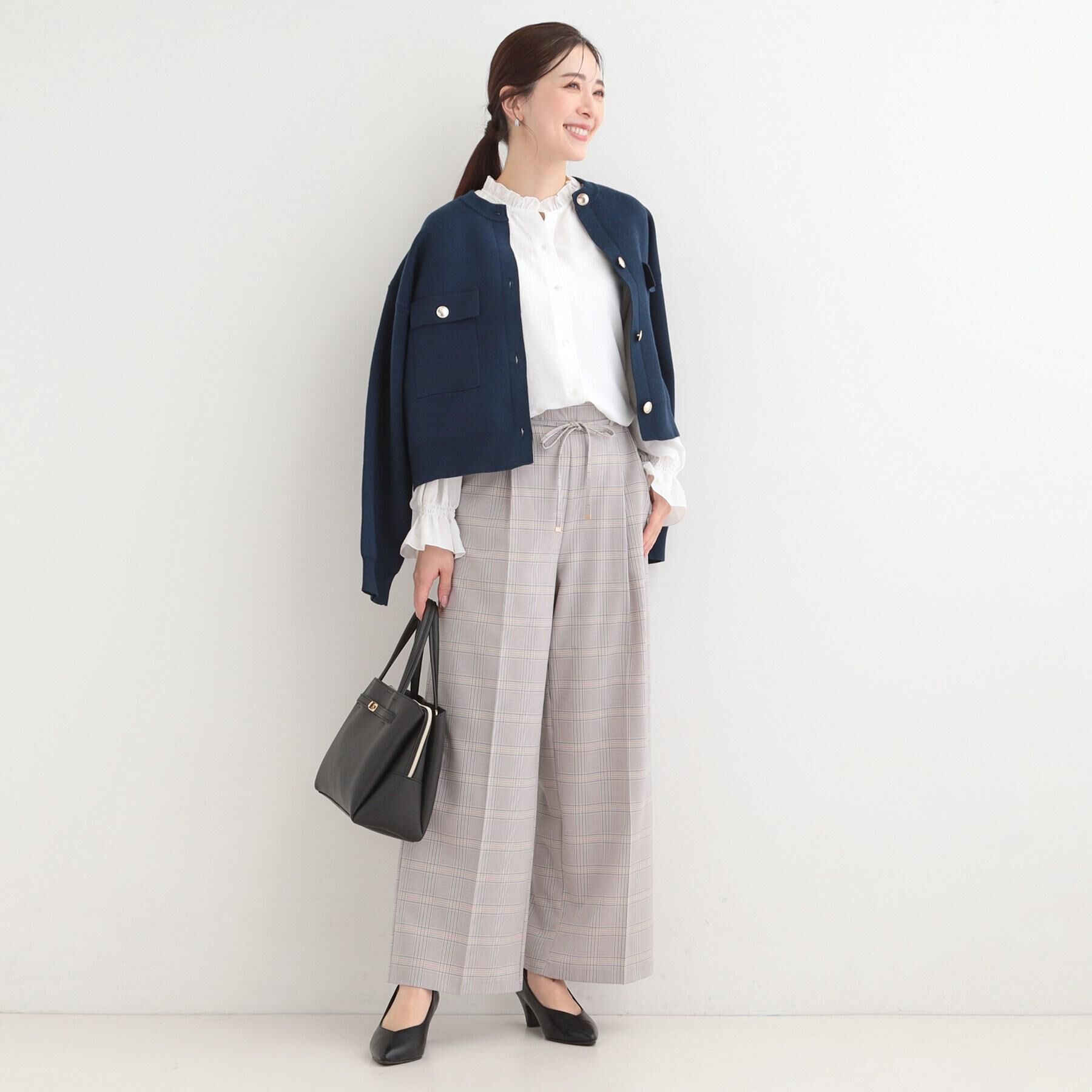 SHOO･LA･RUE「【洗濯機可/S-LL】金ボタンが華やかさを演出 ニットカーディガン」|カーディガン|