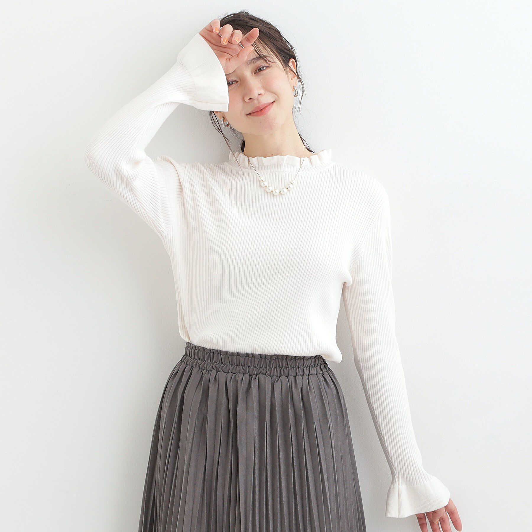 SHOO･LA･RUE「【洗濯機可/S-LL】ぴったりすぎない　すっきり見え やわらかリブニット」|ニット・セーター|