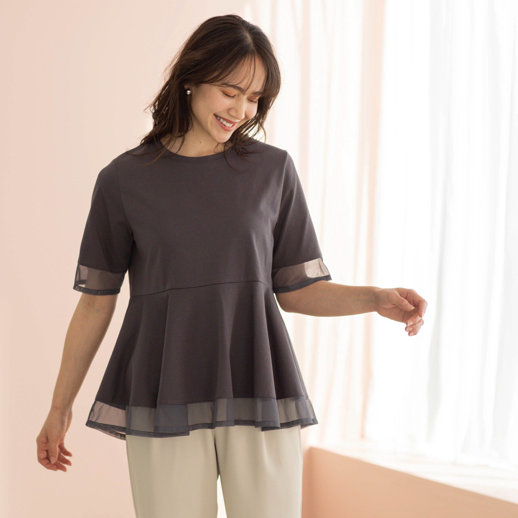 SHOO･LA･RUE「チュールレイヤードペプラムＴシャツ」|Tシャツ・カットソー|