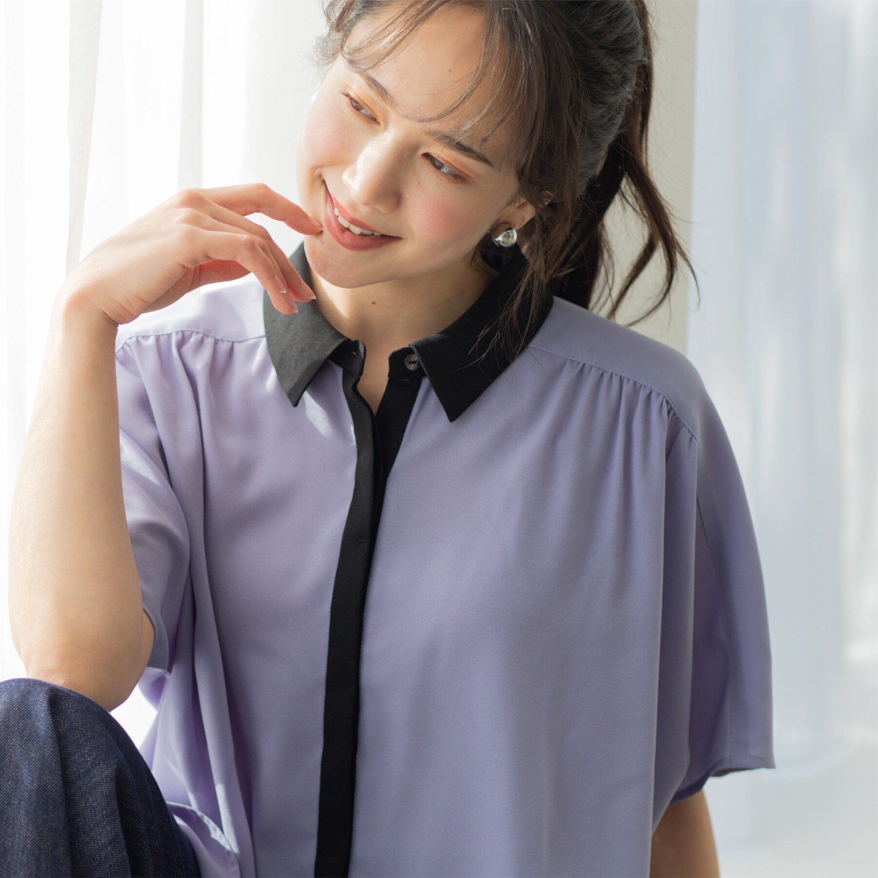 SHOO･LA･RUE「バイカラードルマンブラウス」|シャツ・ブラウス|