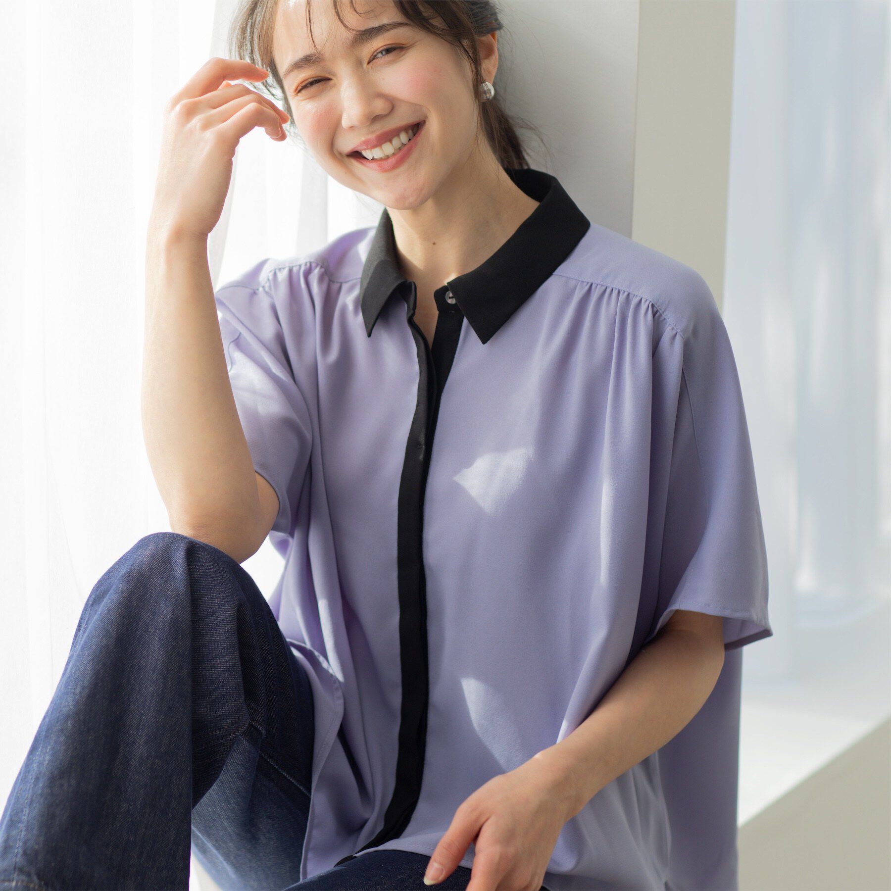 SHOO･LA･RUE「バイカラードルマンブラウス」|シャツ・ブラウス|