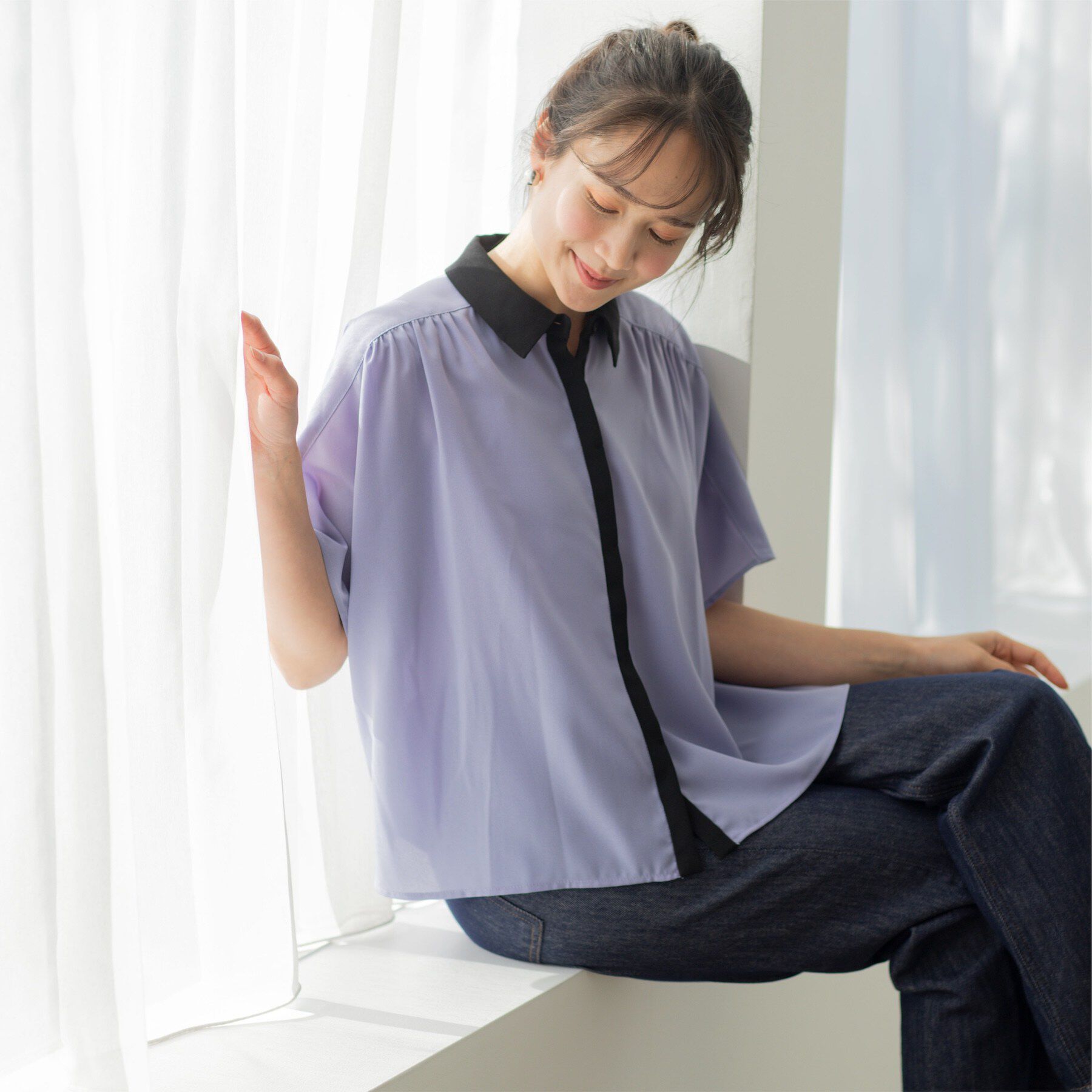 SHOO･LA･RUE「バイカラードルマンブラウス」|シャツ・ブラウス|