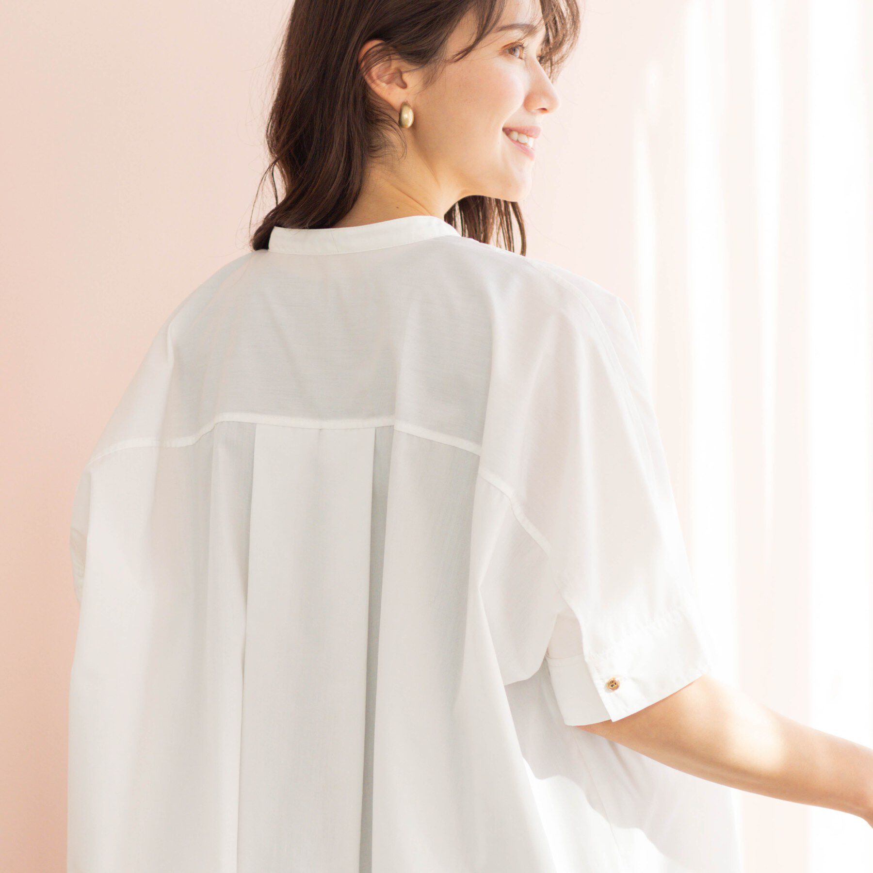 SHOO･LA･RUE「【体型カバー/洗濯機可】インせず着られる　デニムライクシャツ」|シャツ・ブラウス|