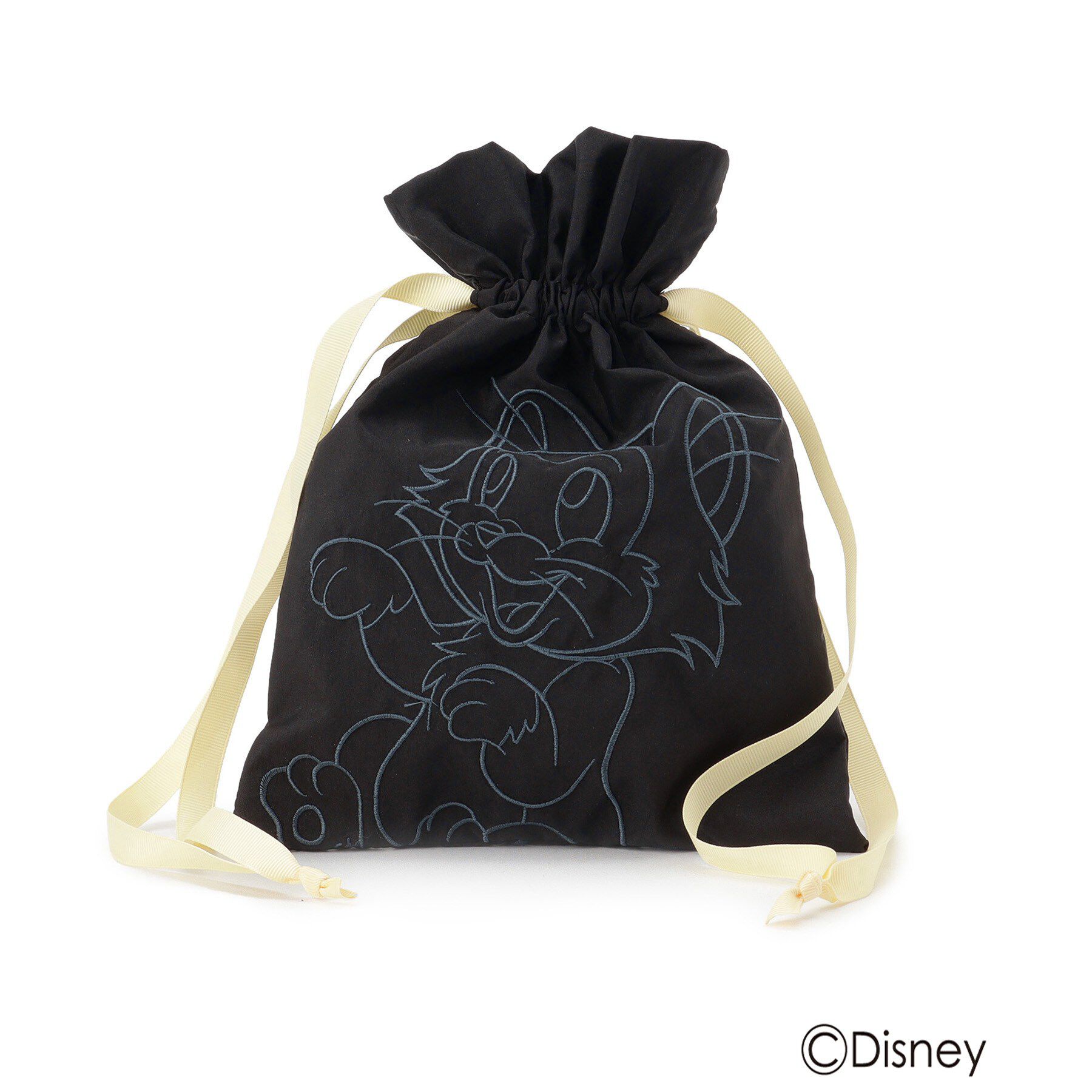 SHOO･LA･RUE「【Disney】キャット刺繍巾着」|ポーチ|ブラック(019)