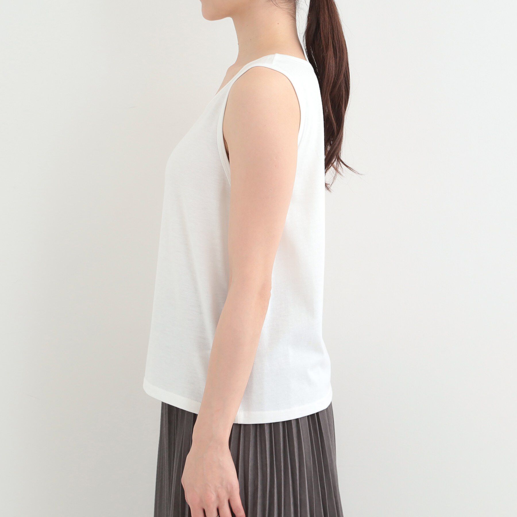 SHOO･LA･RUE「【2点セット/洗濯機可/S-LL】透かし編み柄で高級感　タンク付きドルマンニット」|その他|