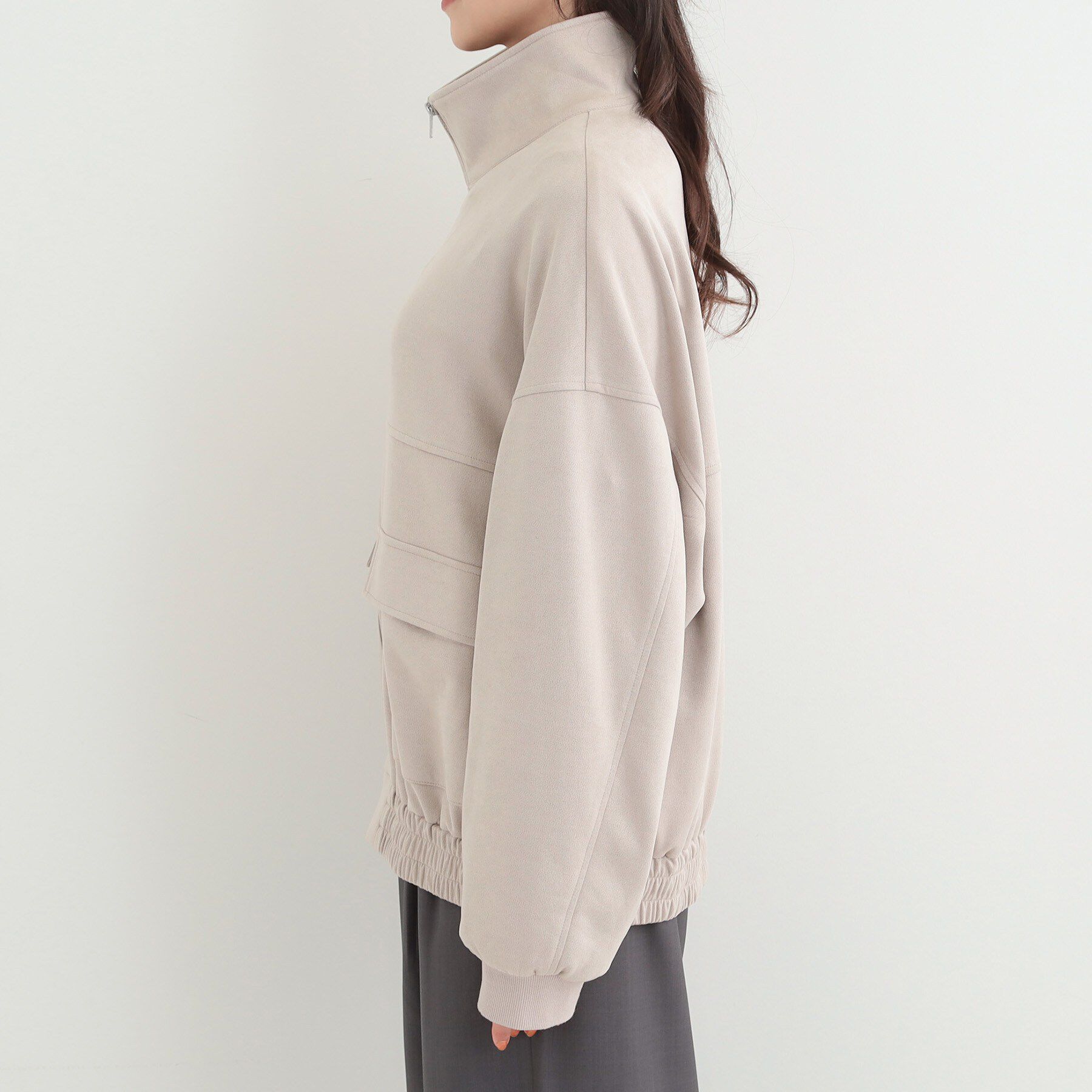 SHOO･LA･RUE「とろける手触り　カットスエードスタンドブルゾン」|ブルゾン・スタジャン|