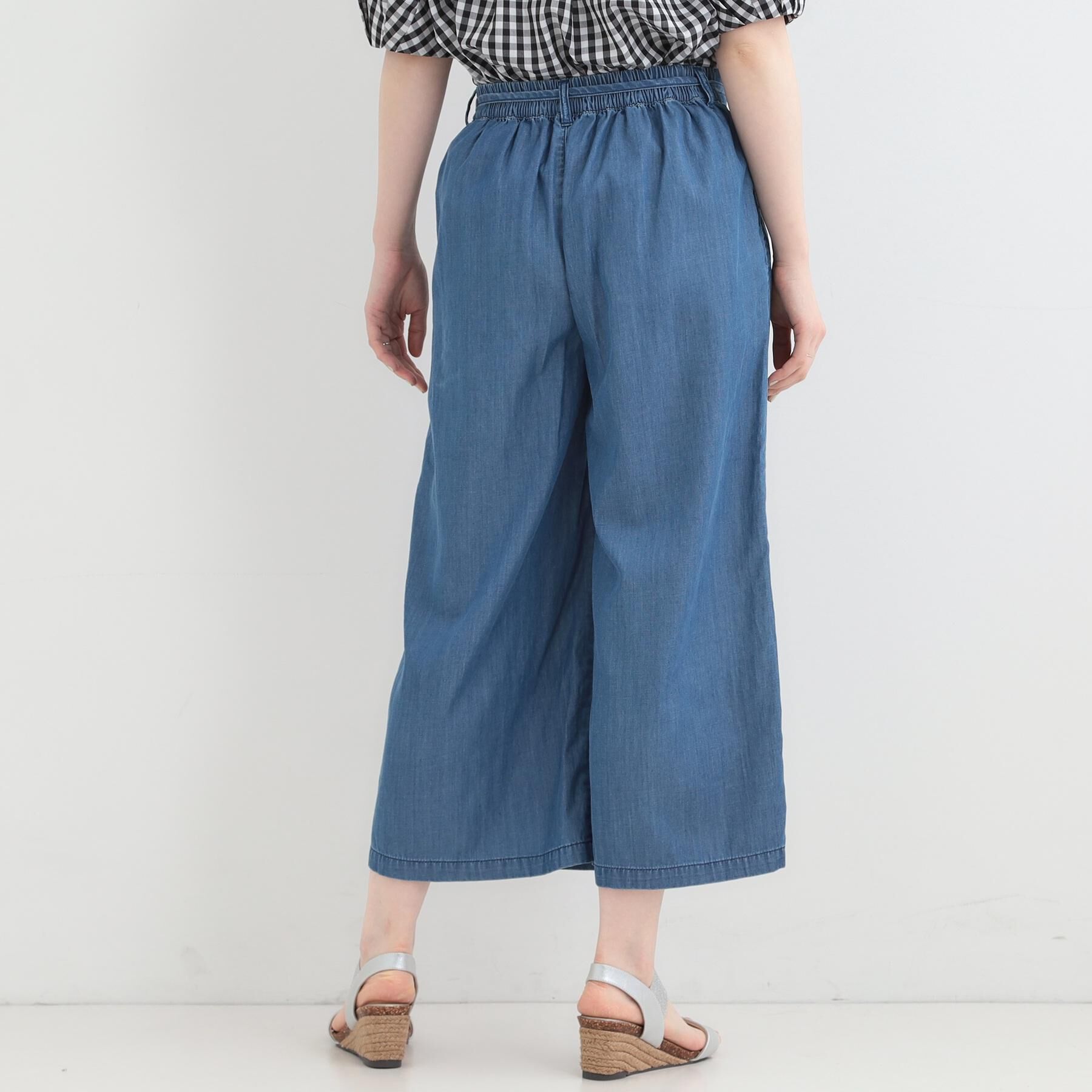 SHOO･LA･RUE「【着丈選べる/ひんやり/S-LL】ウエストリボンがポイント　デニムワイドイージーパンツ」|その他|