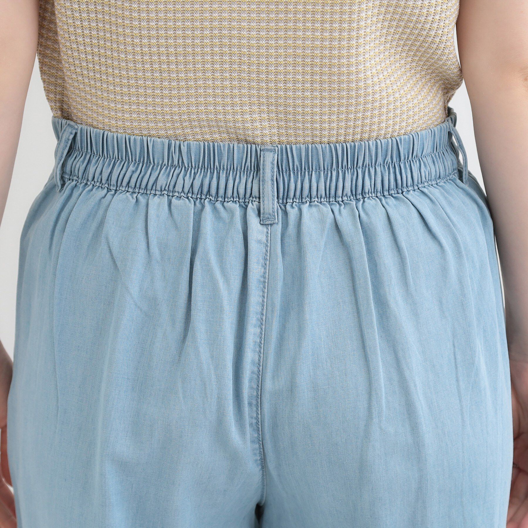 SHOO･LA･RUE「【着丈選べる/ひんやり/S-LL】ウエストリボンがポイント　デニムワイドイージーパンツ」|その他|