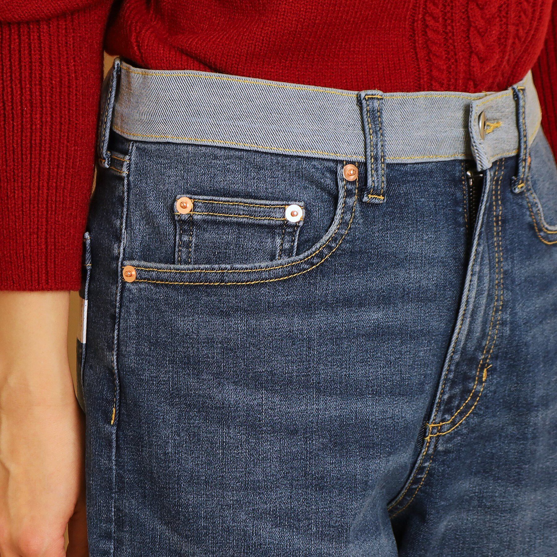 Dessin「【ユニセックス・洗える】テーパードストレッチデニム」|デニム|