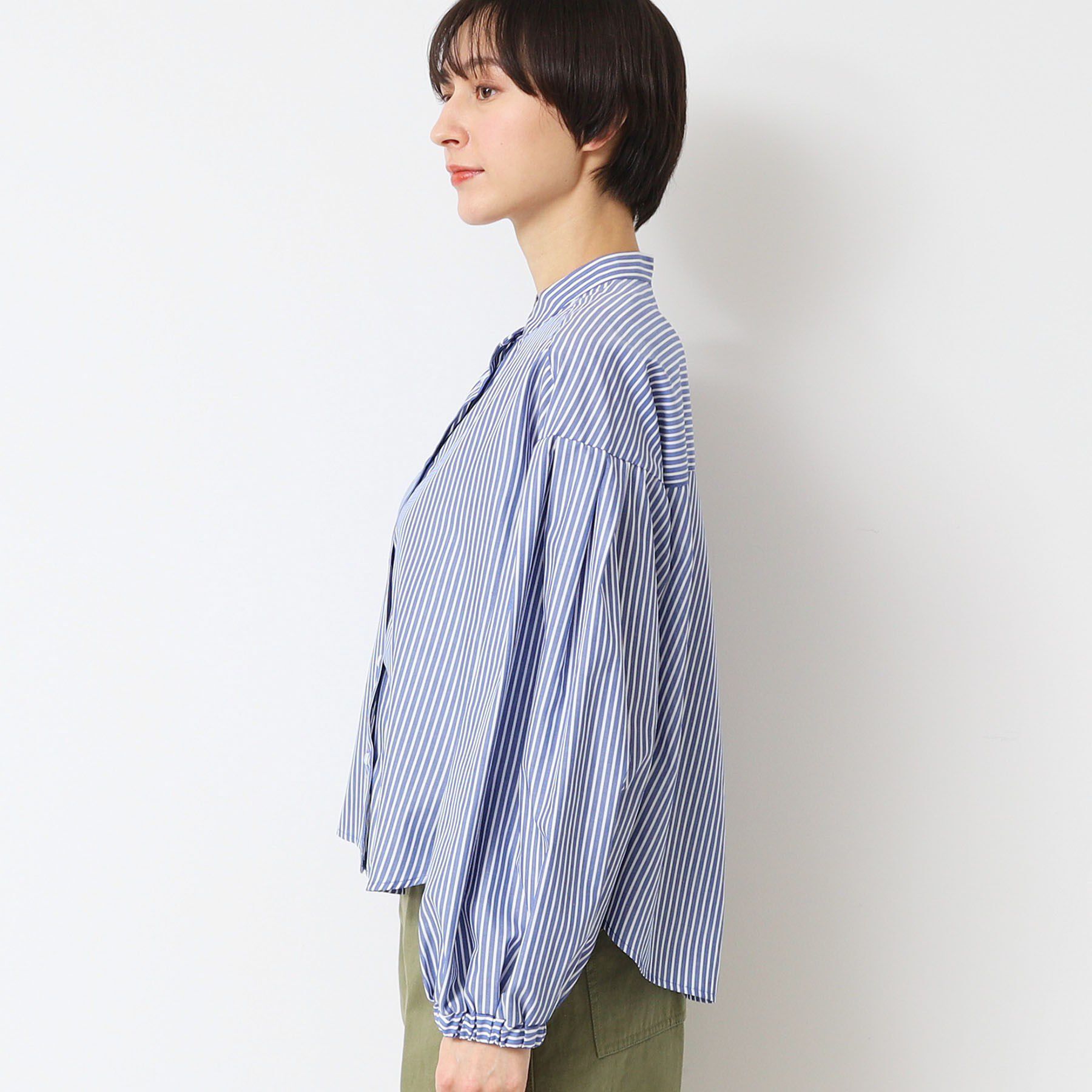 Dessin「【洗える】バンドカラーストライプシャツ（XS～L）」|シャツ・ブラウス|