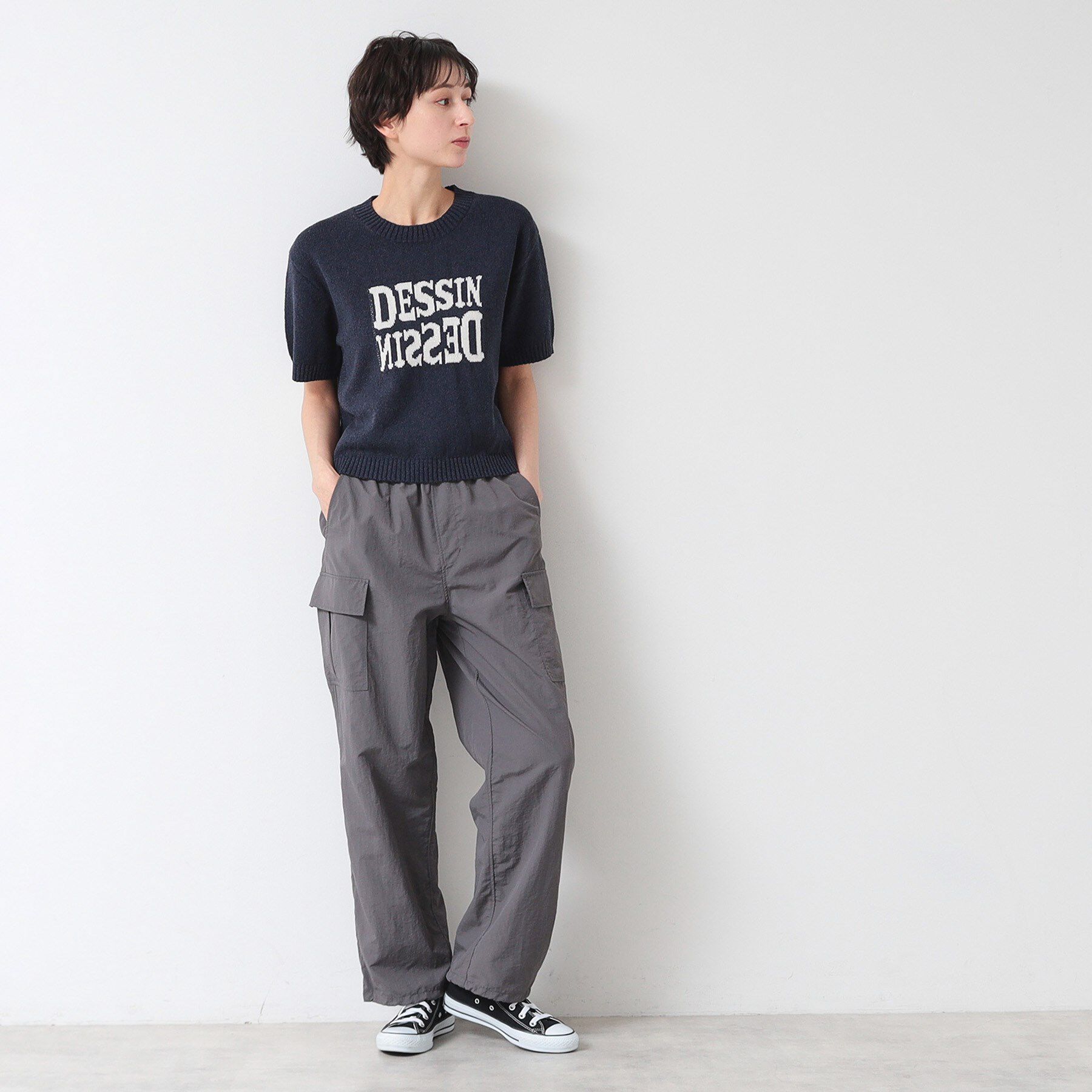 Dessin「【洗える】ロゴジャカード半袖ニット（S～L）」|ニット・セーター|