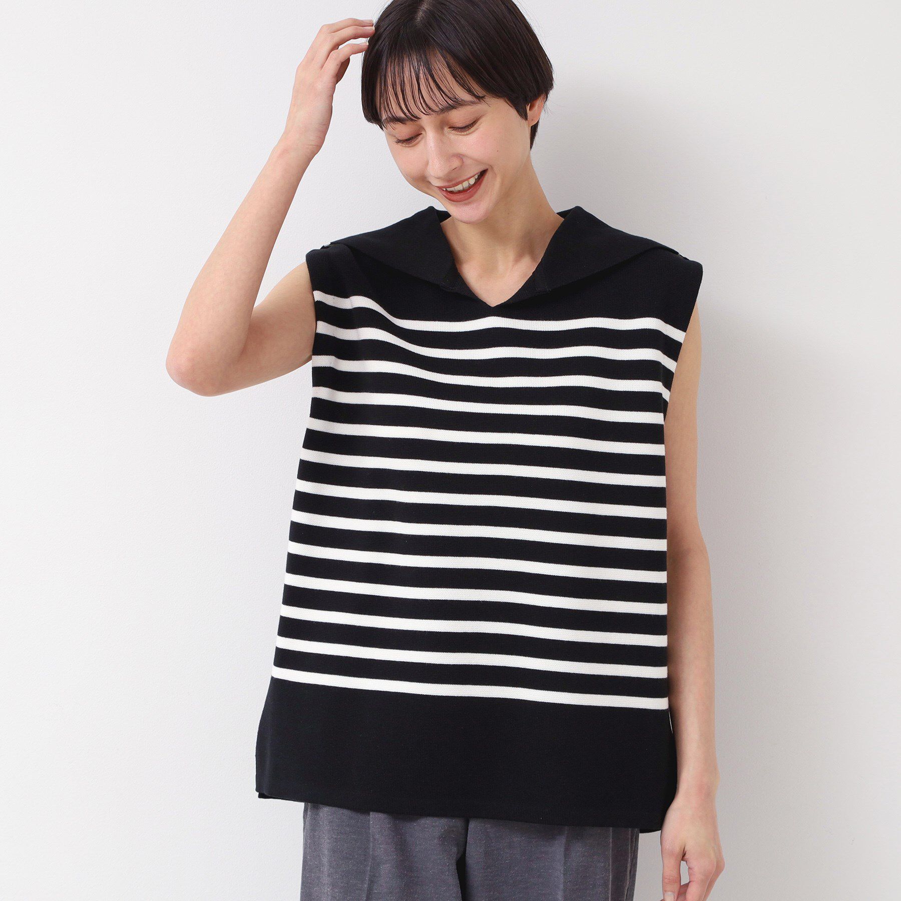 Dessin「【洗える】セーラーカラーボーダーニット」|ニット・セーター|