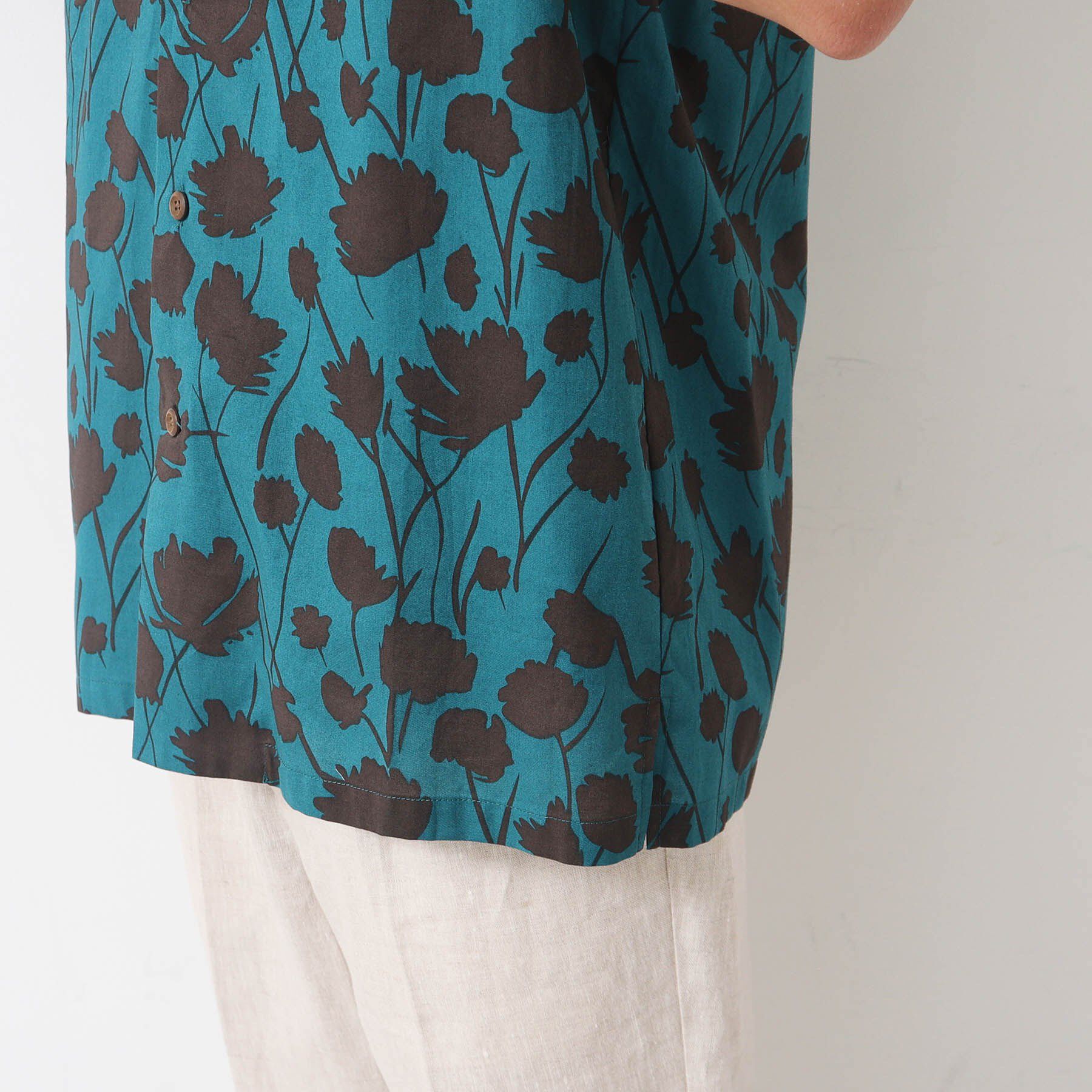 Dessin「【洗える】フラワープリント開襟シャツ」|シャツ・ブラウス|