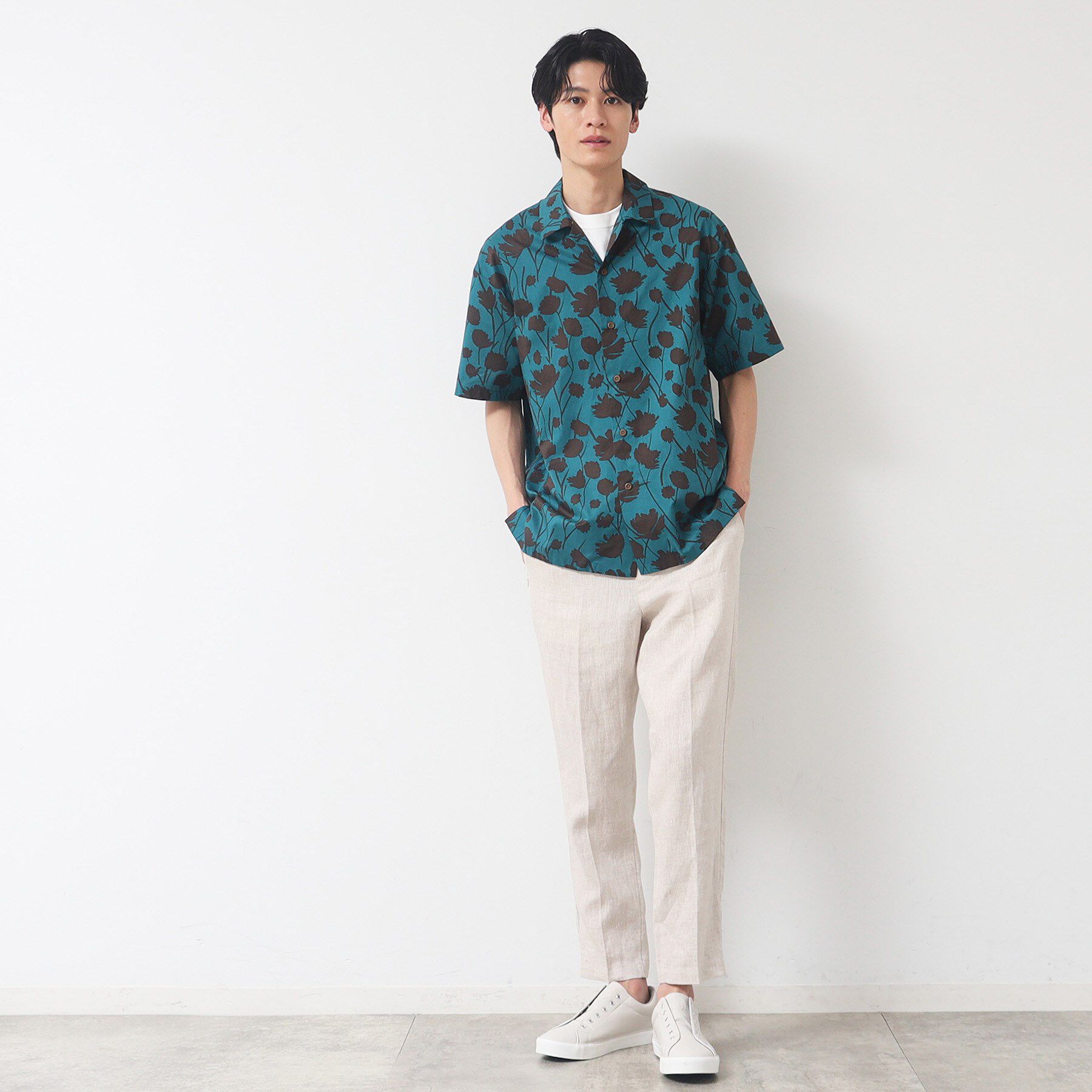 Dessin「【洗える】フラワープリント開襟シャツ」|シャツ・ブラウス|